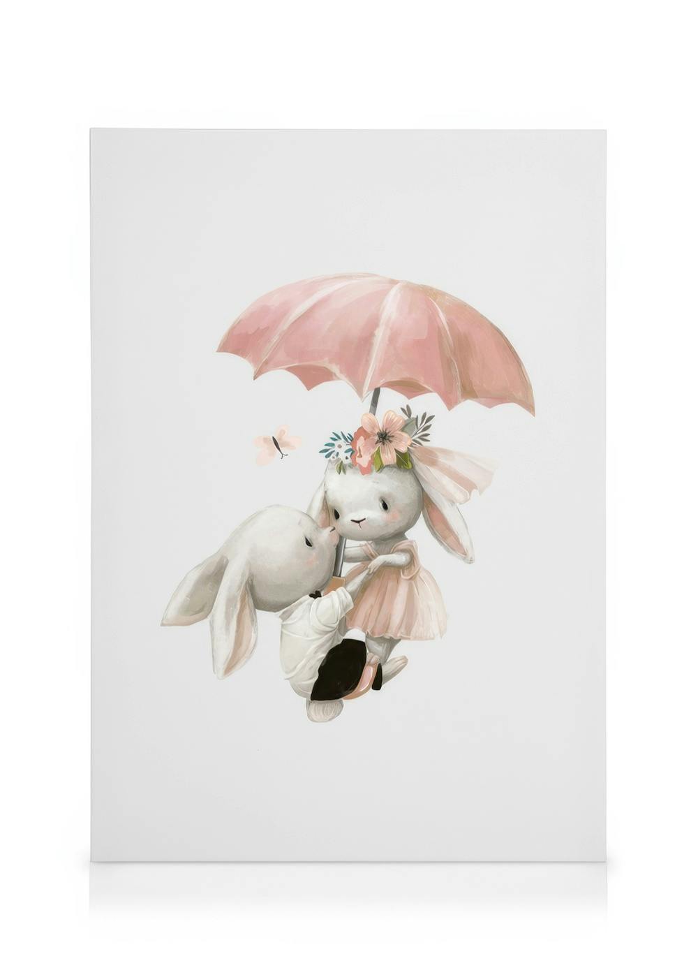 Vliegende konijnen Canvas (50x70 cm - Fotokaders Eiken) - Poster Store