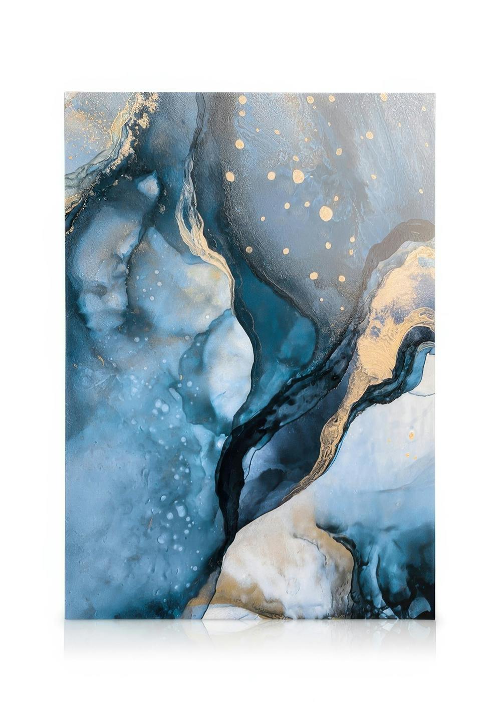 Aquarelle bleue abstraite No1 Toile (30x40 cm - Cadre noir) - Poster Store
