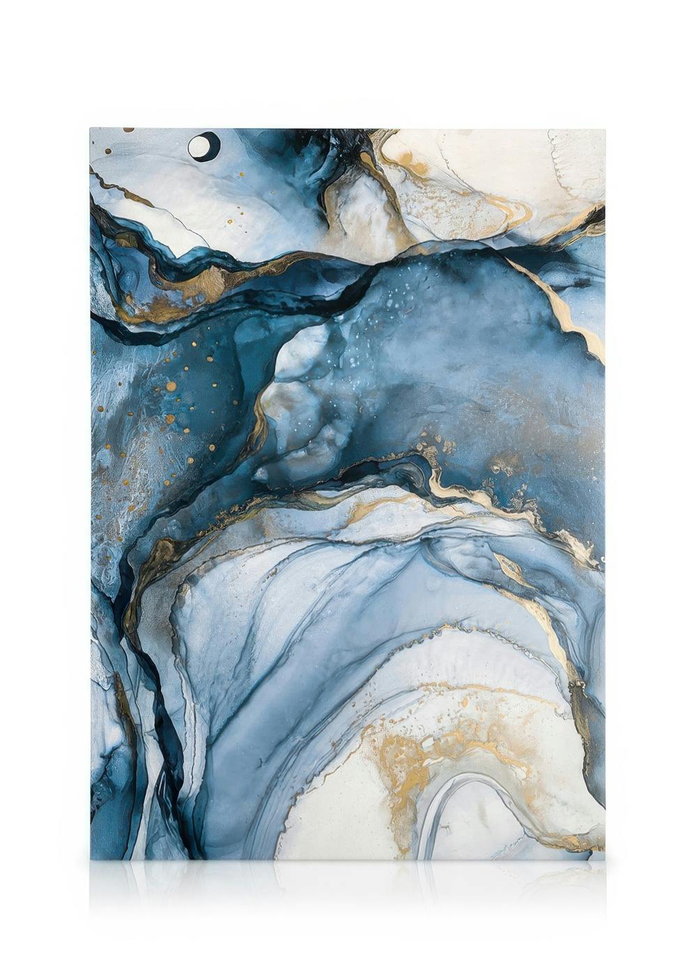 Canvastavlor - Abstrakt Blå Akvarell No2 Canvastavla (30 x 40 cm - Svart ram) - Poster Store