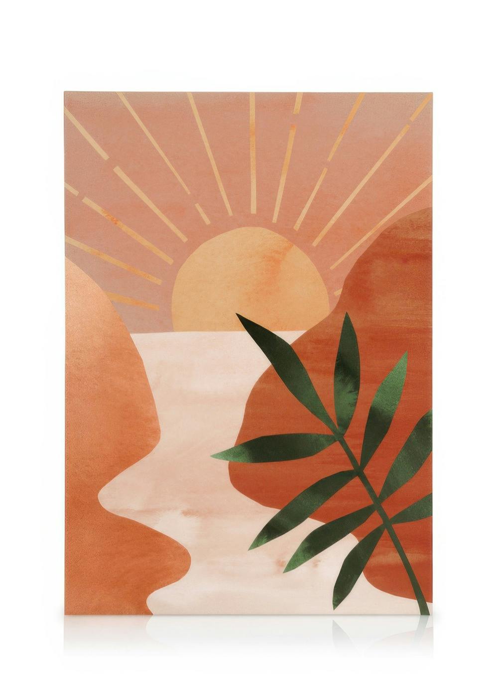 Abstracte Zonsondergang Canvas (50x70 cm - Fotolijst Eiken) - Poster Store