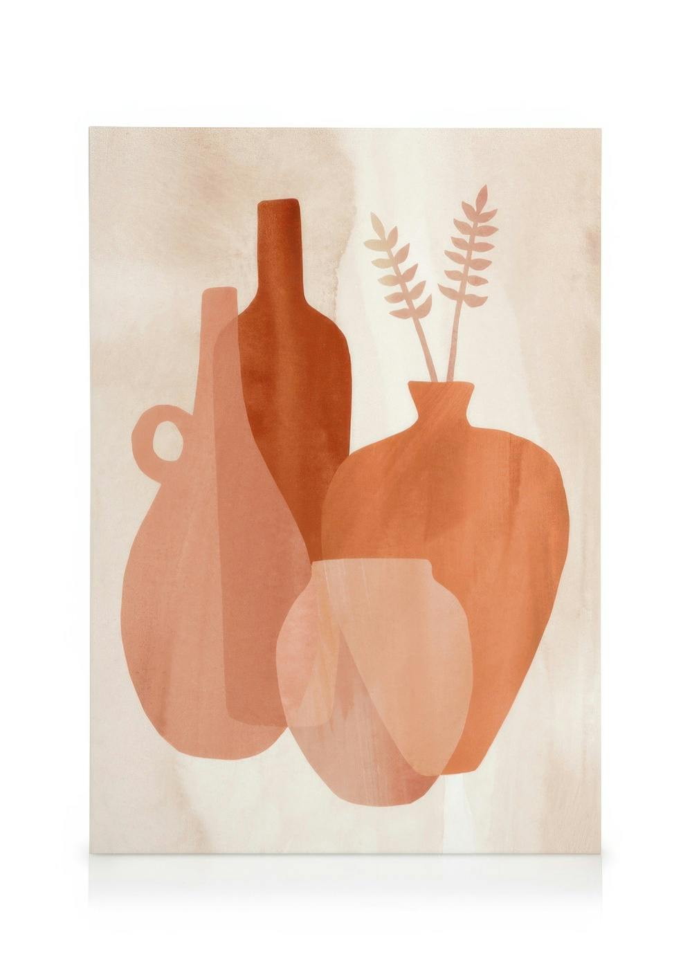 Abstracte Vazen Canvas (50x70 cm - Fotolijst Zwart) - Poster Store