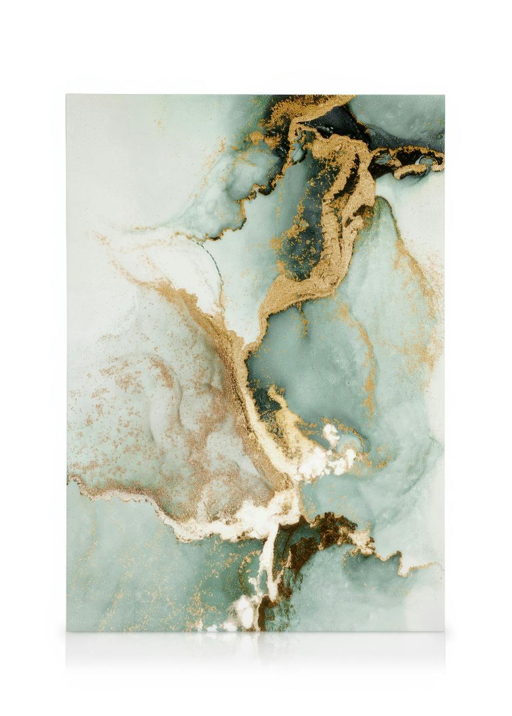 Abstract Green Marble No2 Canvas print (50x70 cm - Oak Frame) - Poster Store High Quality Picture Frames