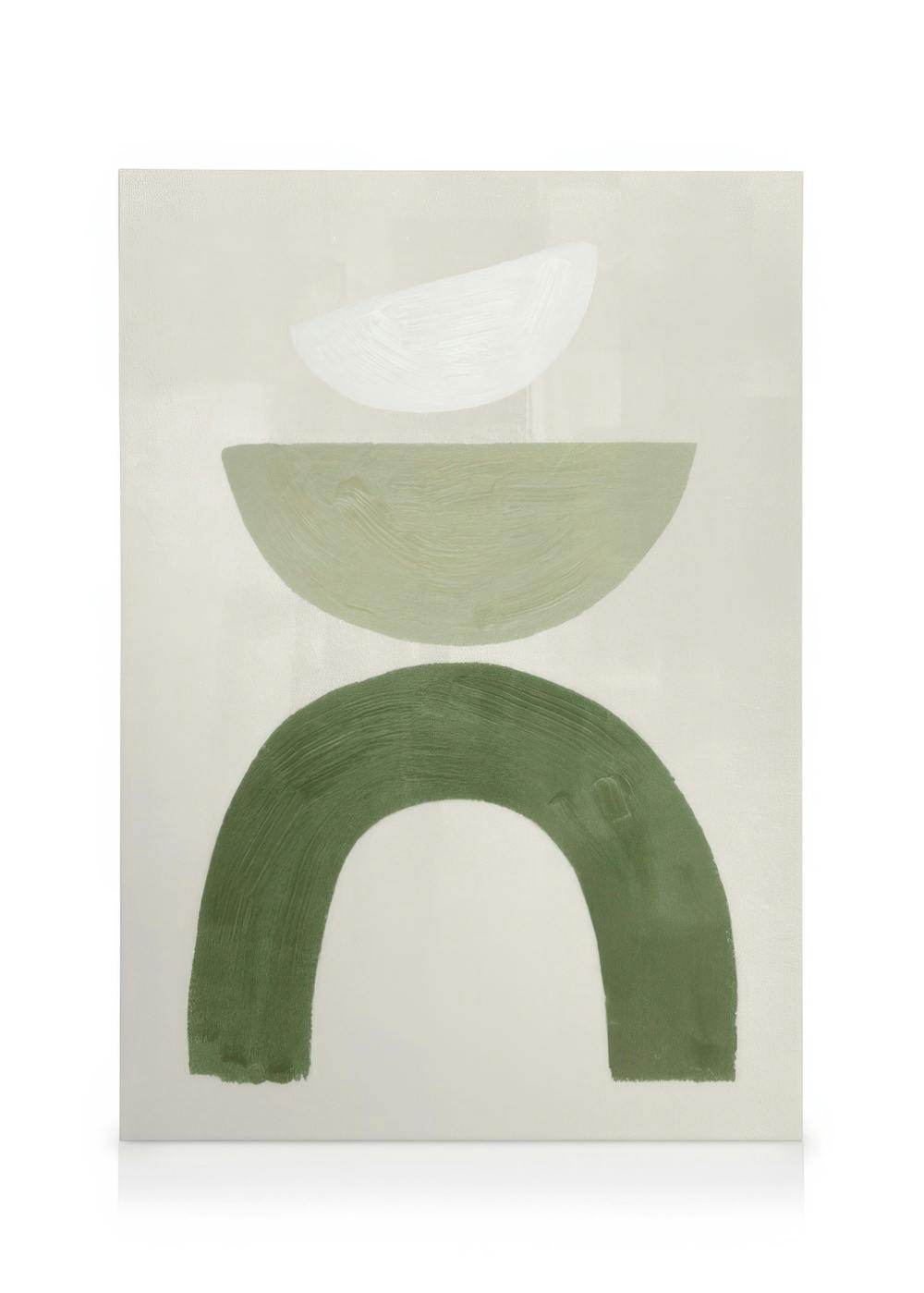 Grüne grafische Formen No1 leinwand (30x40 cm - Eichenrahmen) - Poster Store