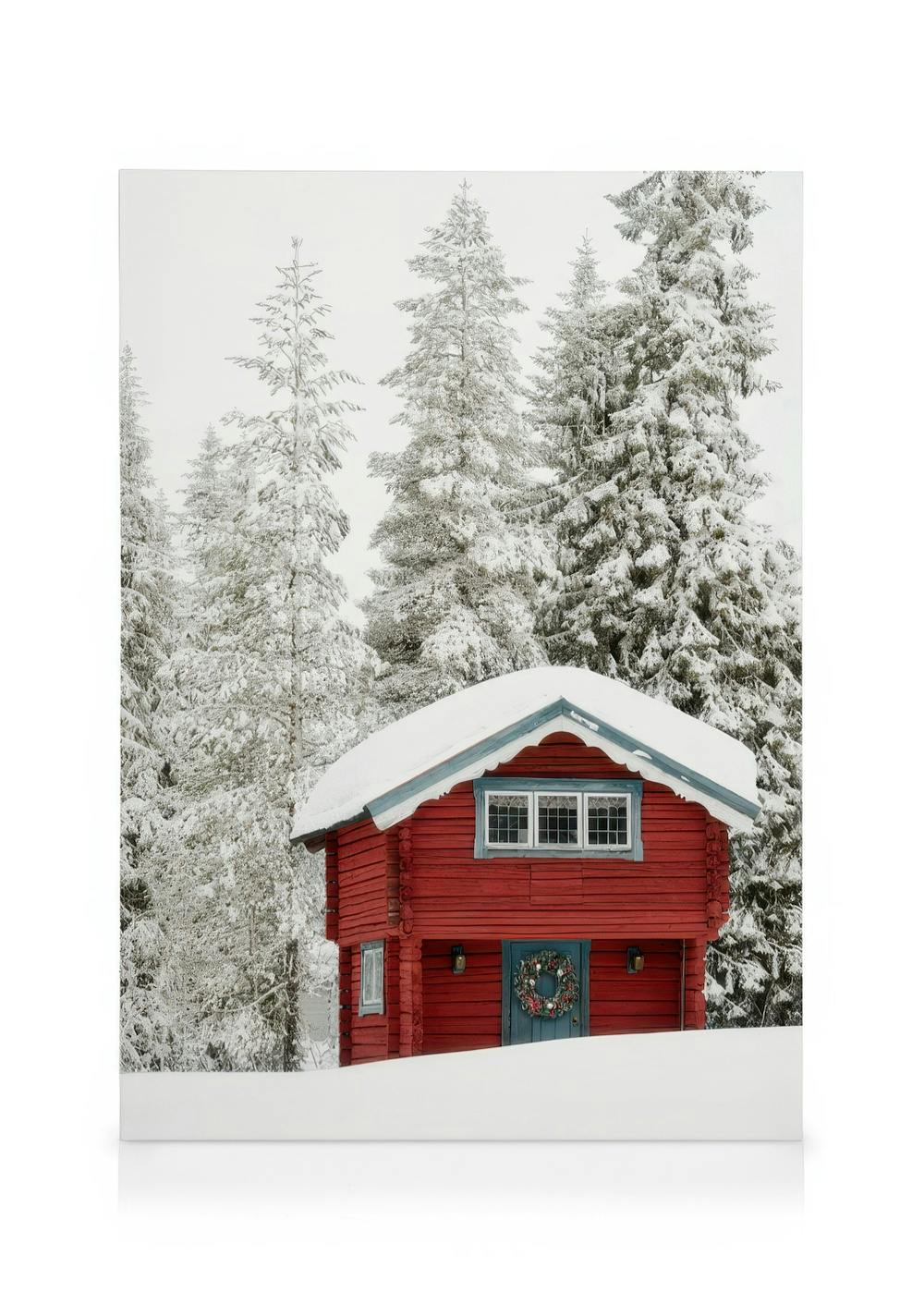 Canvas Prints - Red Holiday Cabin Canvas print (50x70 cm - Black Frame) - Poster Store