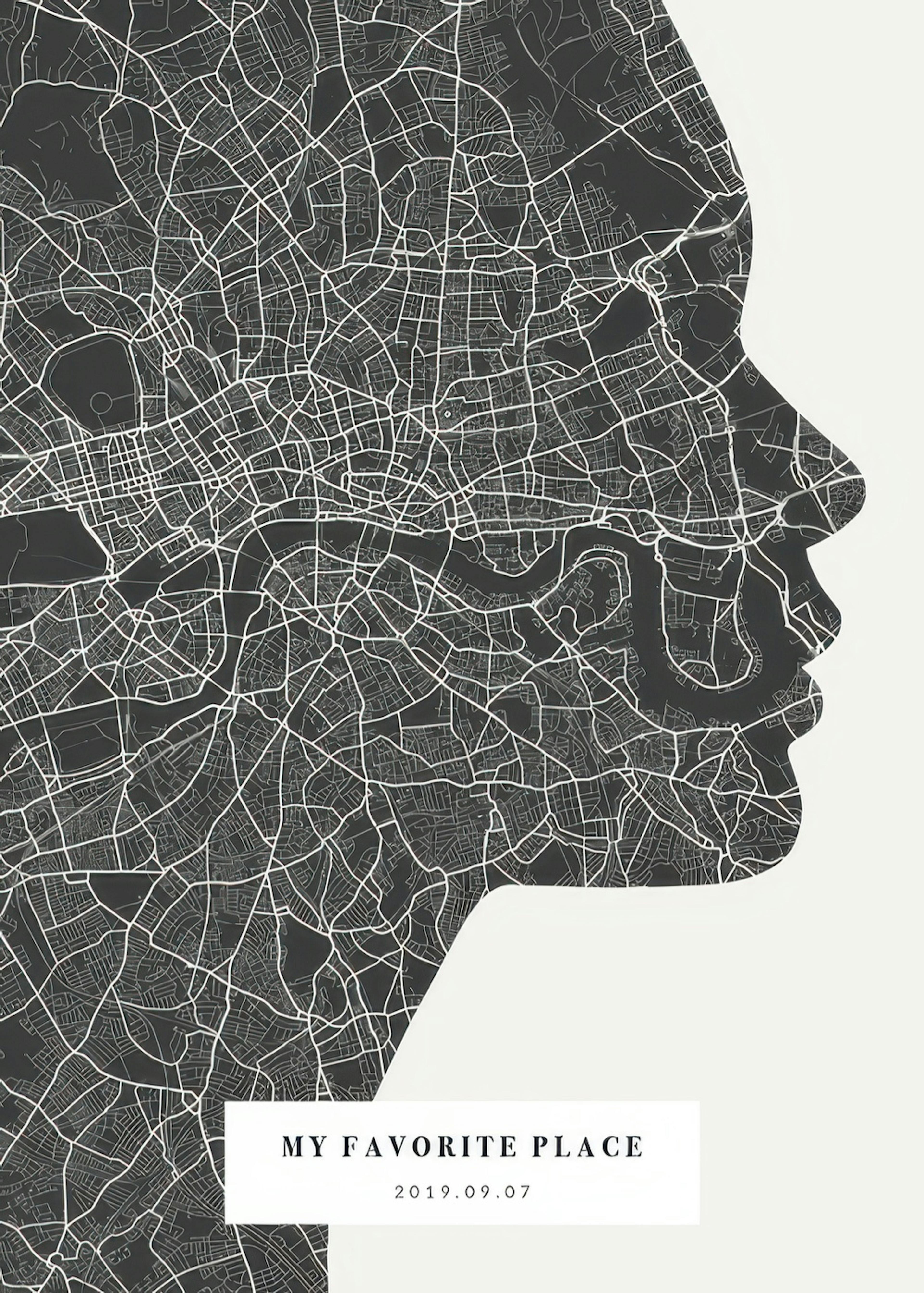 Mapa silueta de noche póster personal thumbnail