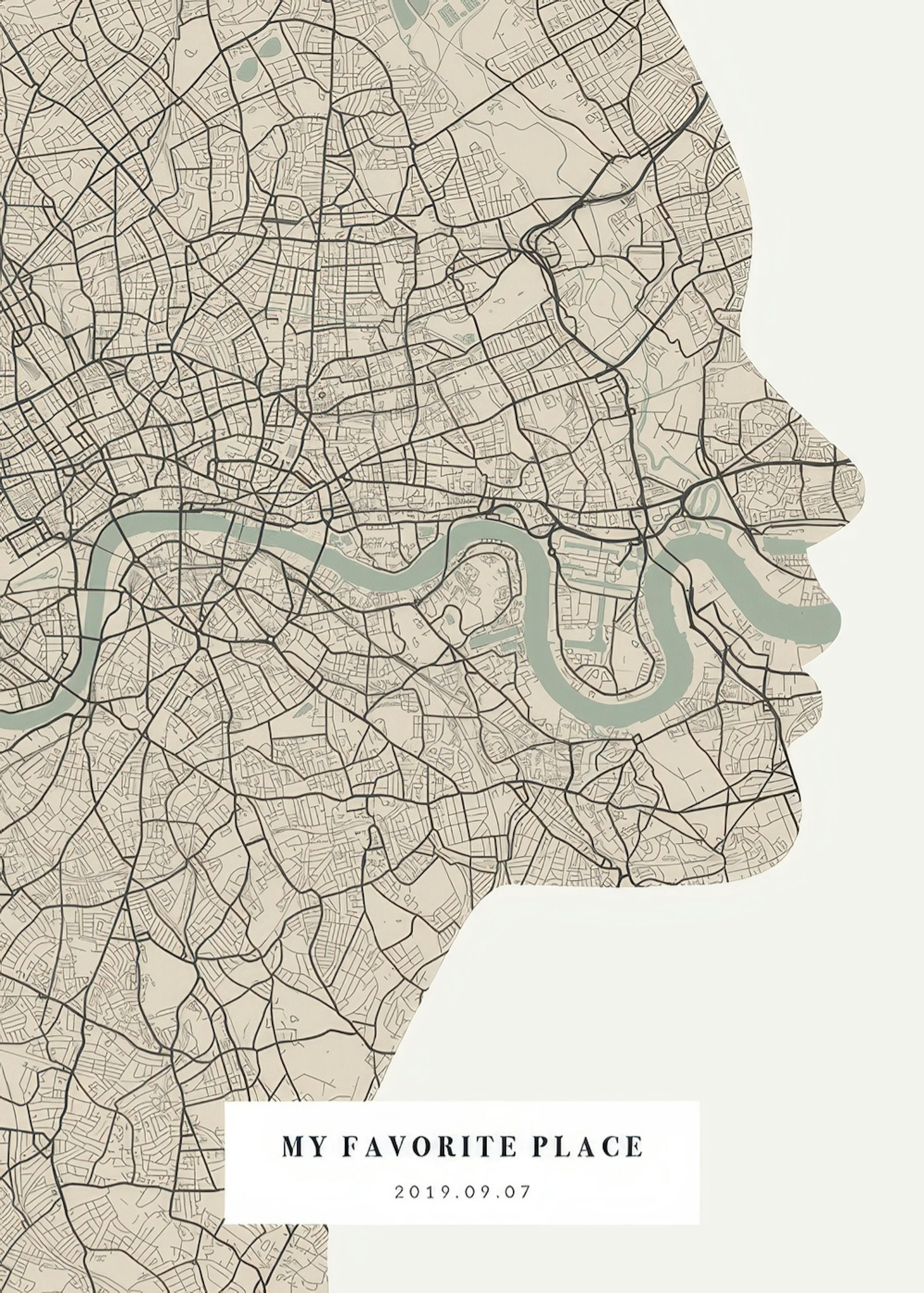 Silhouette Map Vintage Green Personal Poster thumbnail