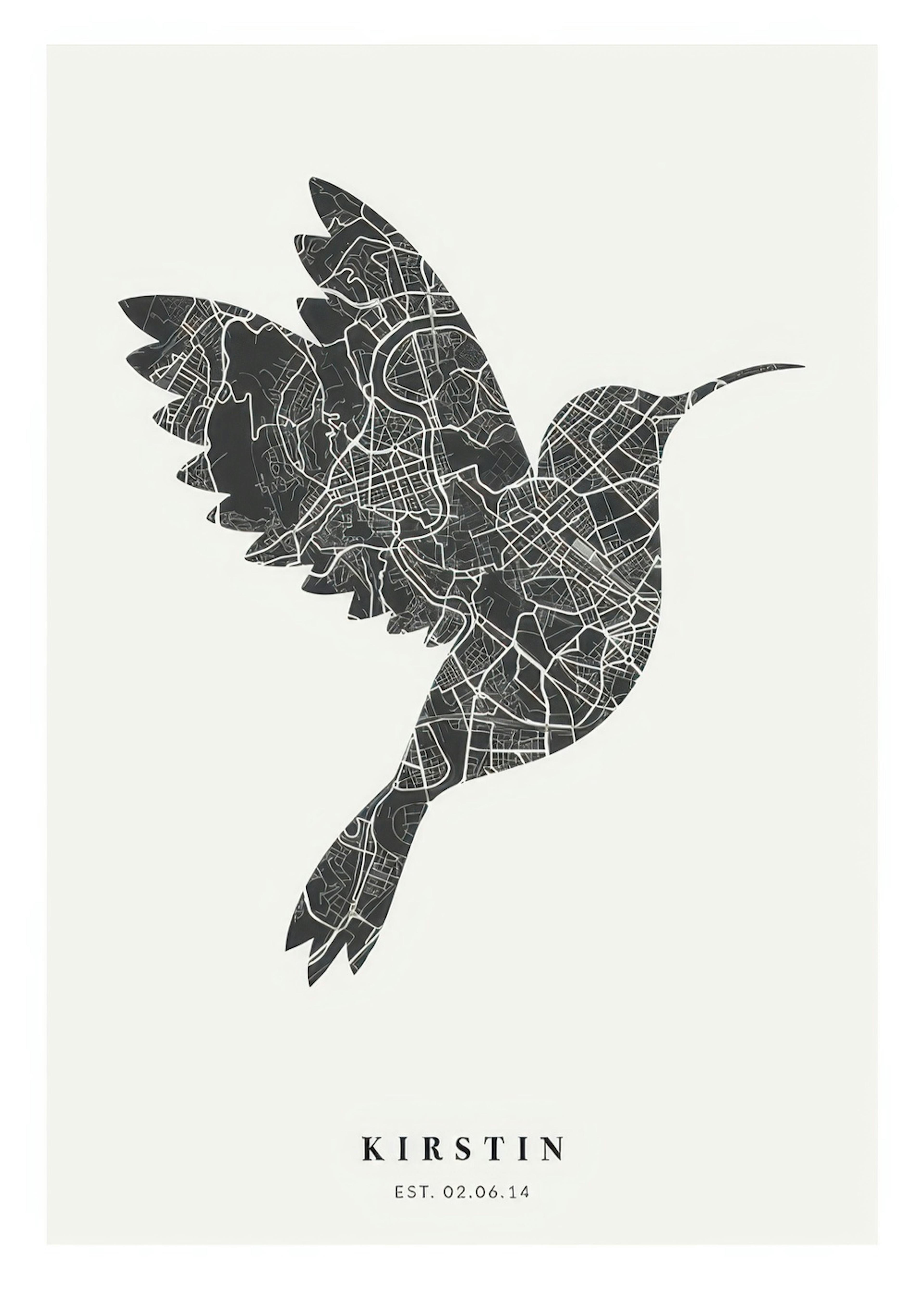 Carte Oiseau Nuit Poster Personnalisé thumbnail