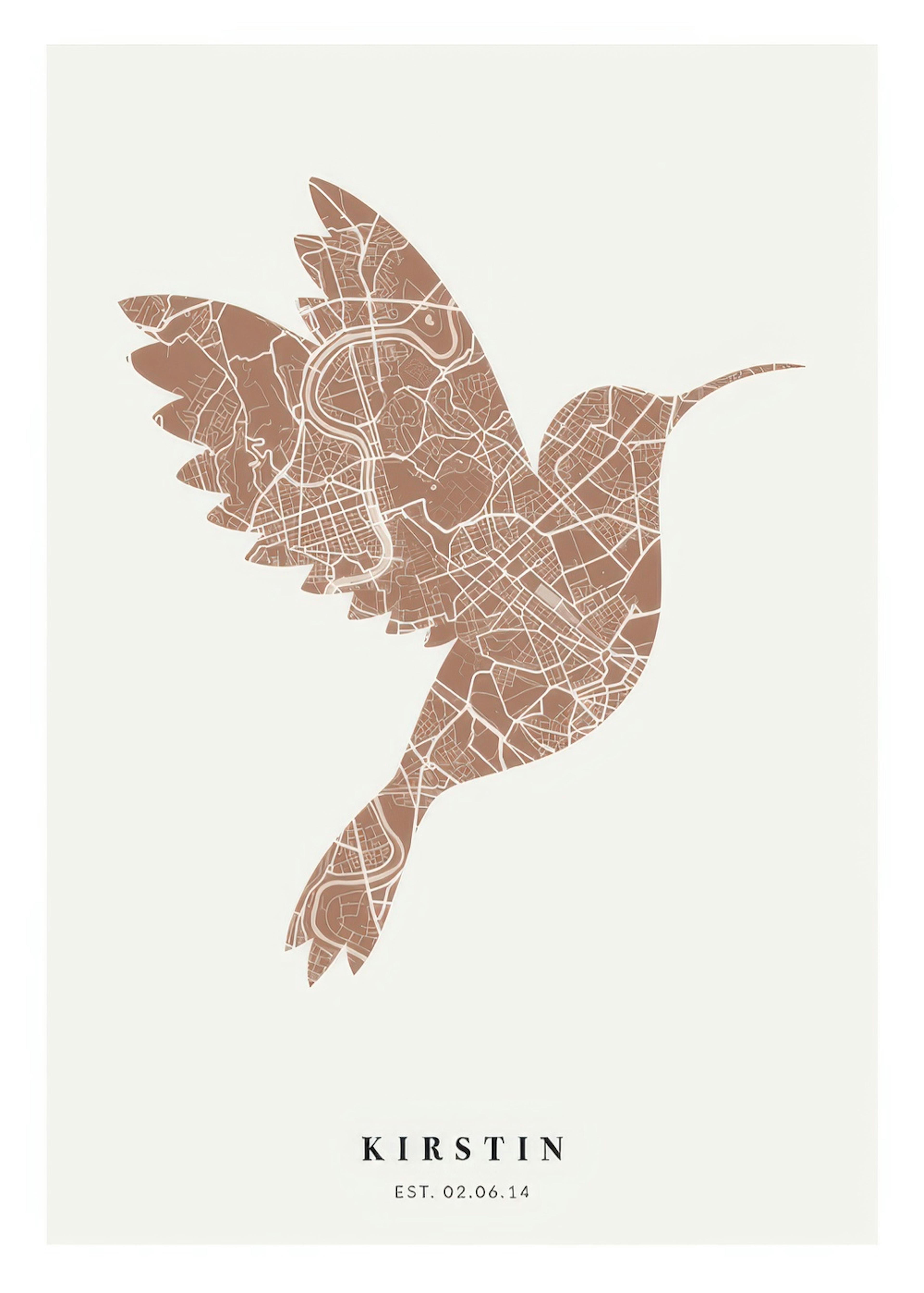 Bird Map Rusty Pink Personal Poster thumbnail