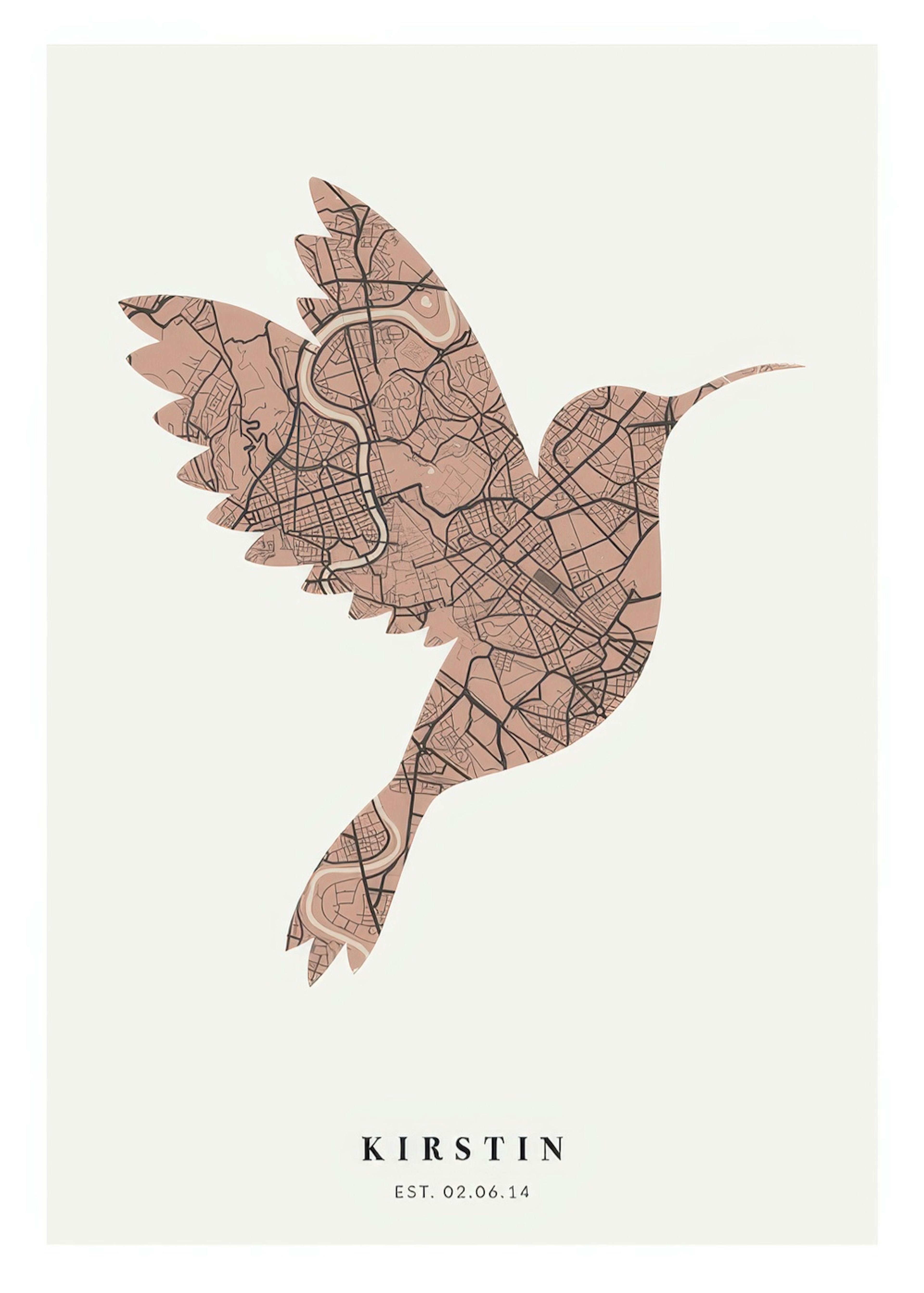 Mapa pájaro rosa vintage póster personal thumbnail