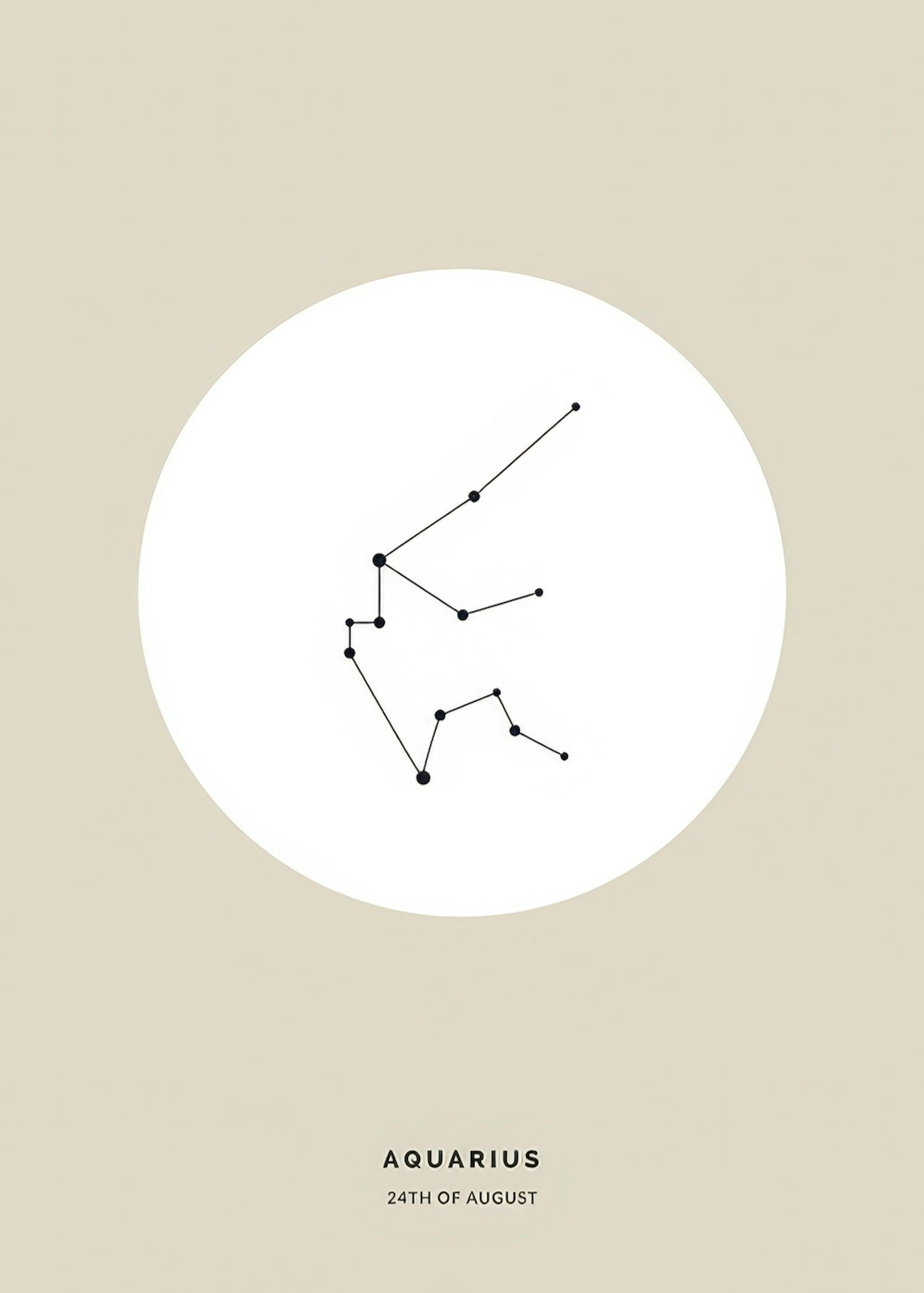 Znak zodiaku beżowy Wodnik Plakat Personalizowany thumbnail