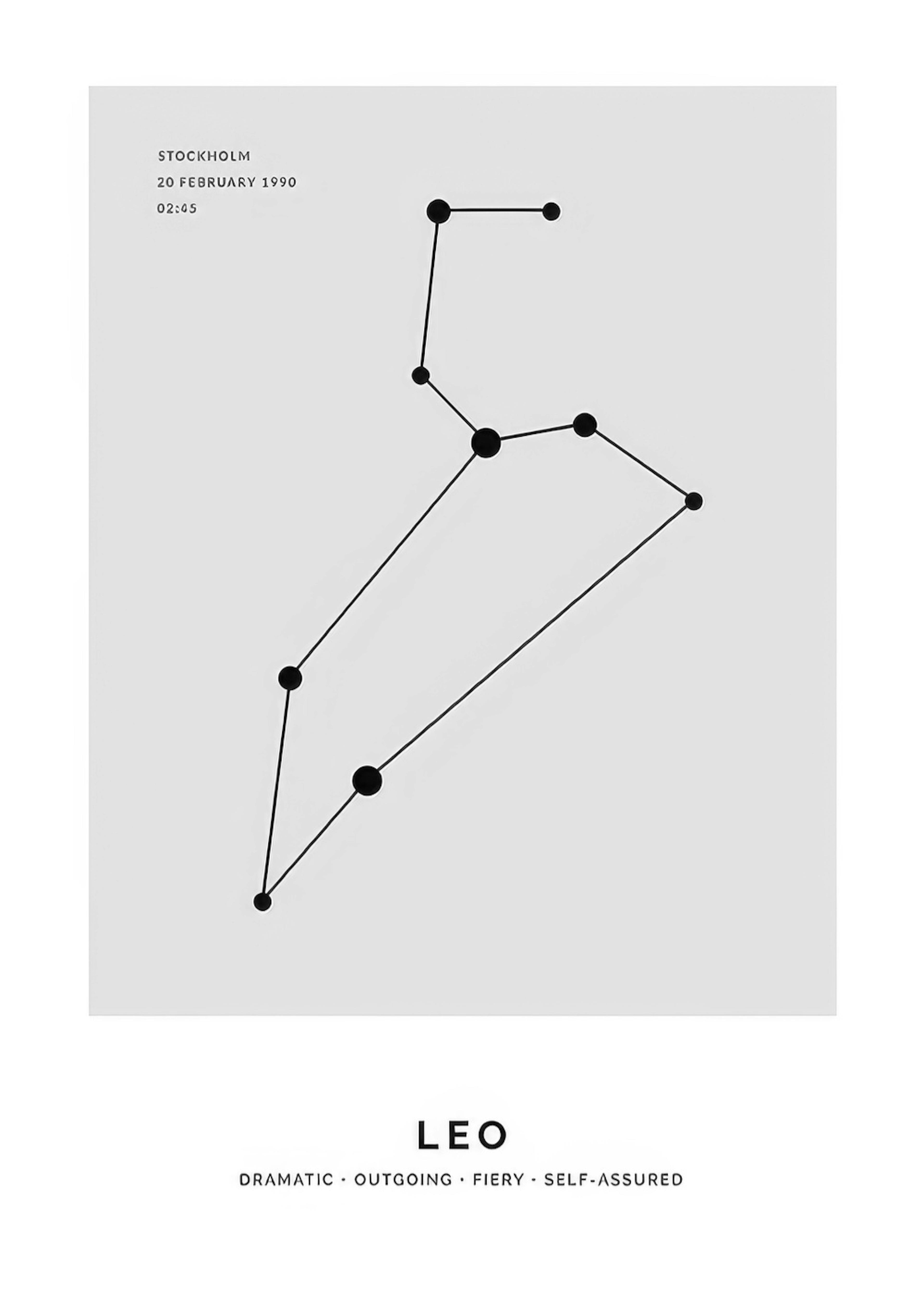 Constellation Gris Lion Poster Personnalisé thumbnail