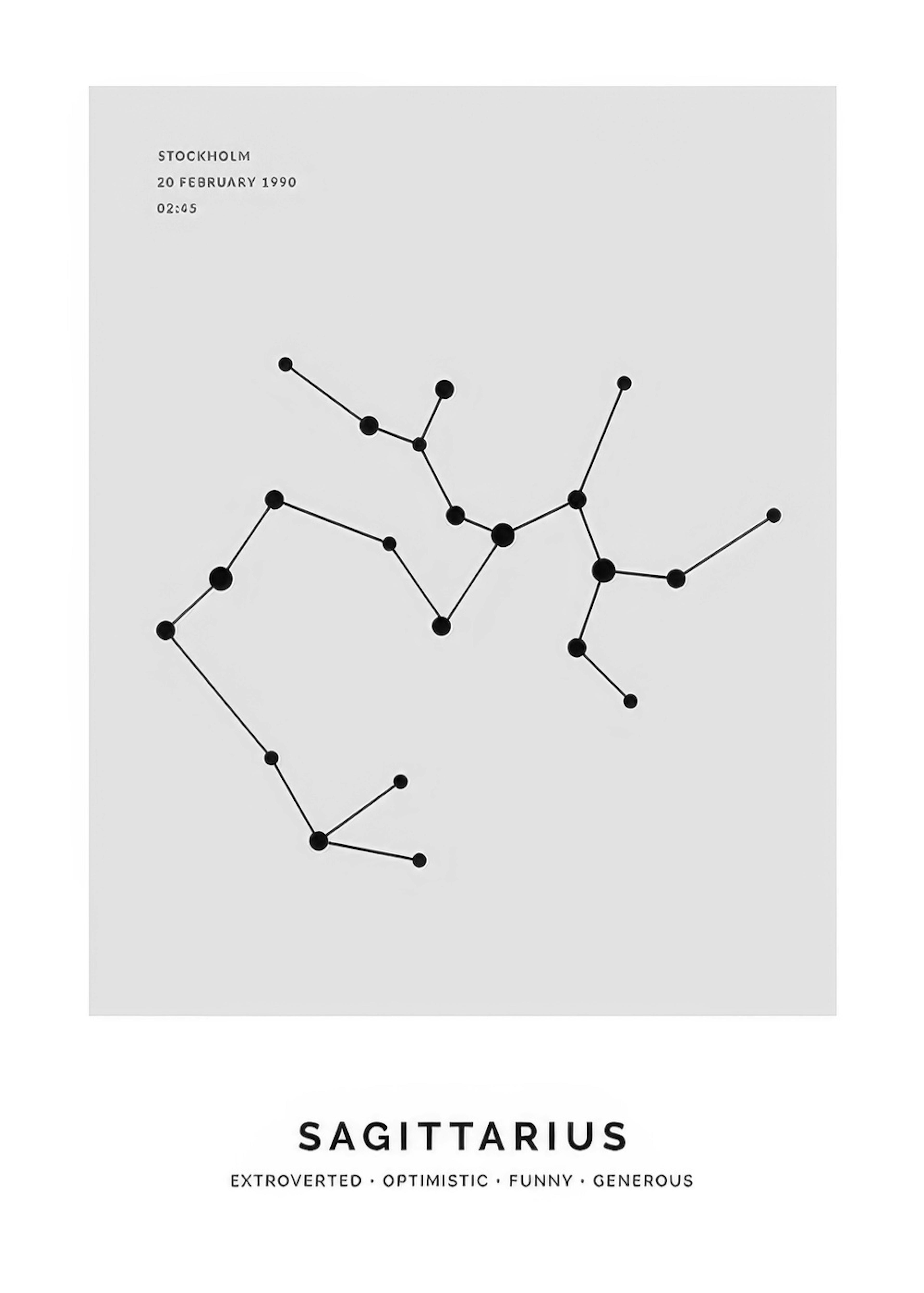 Costellazione Sagittario grigio poster personalizzato thumbnail