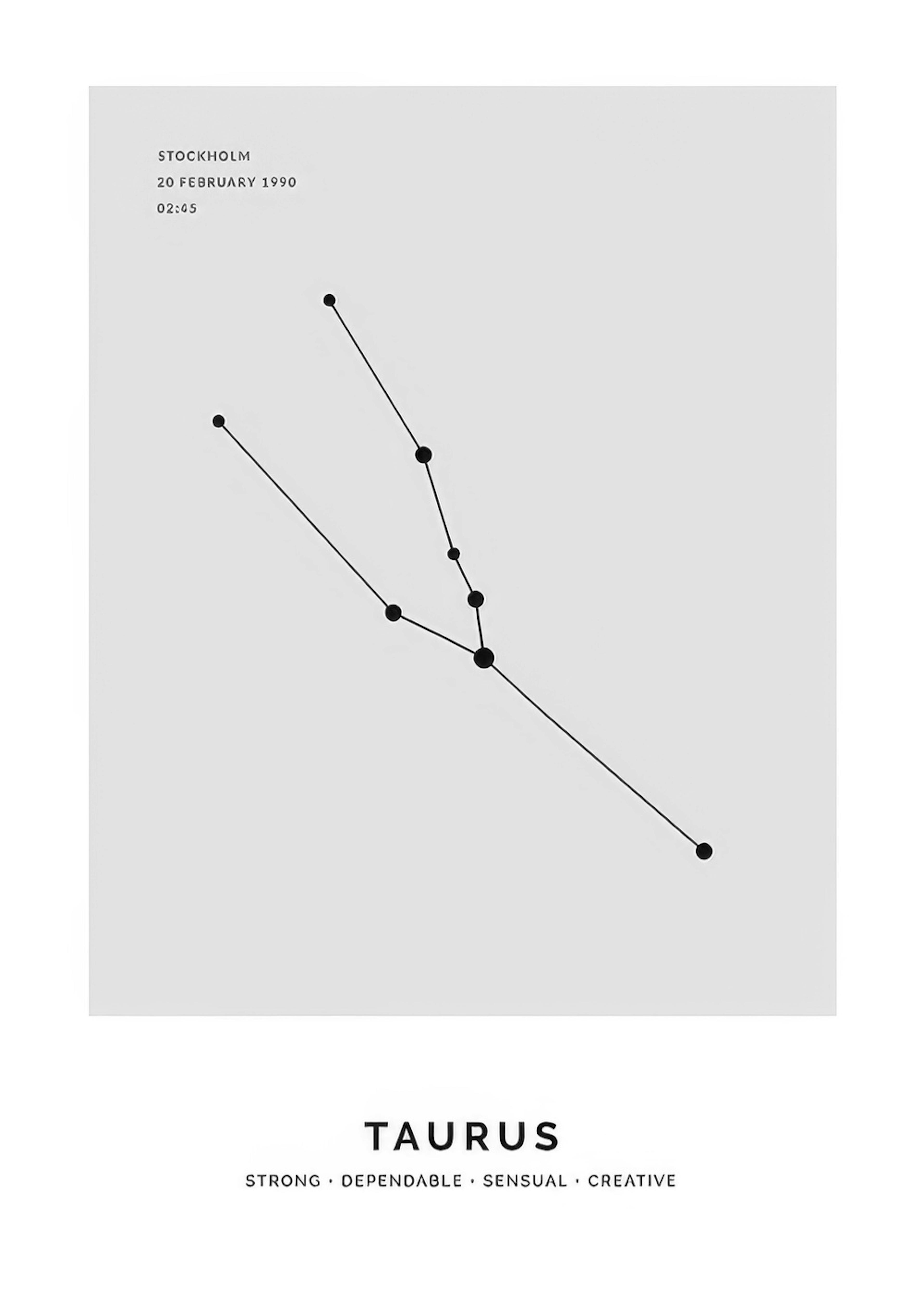 Constellation Gris Taureau Poster Personnalisé thumbnail