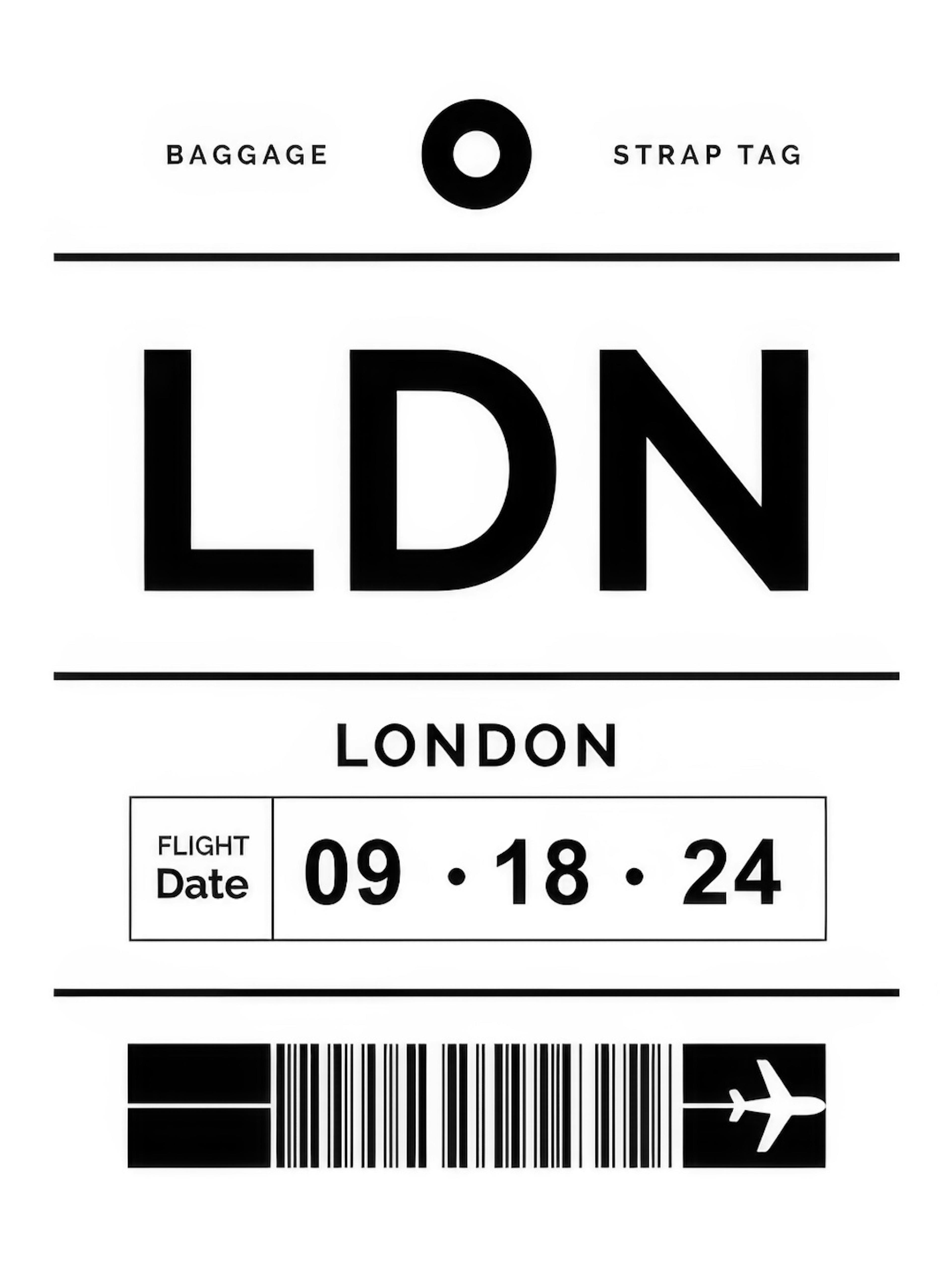 Baggage Tag No1 White Personal Affiche thumbnail