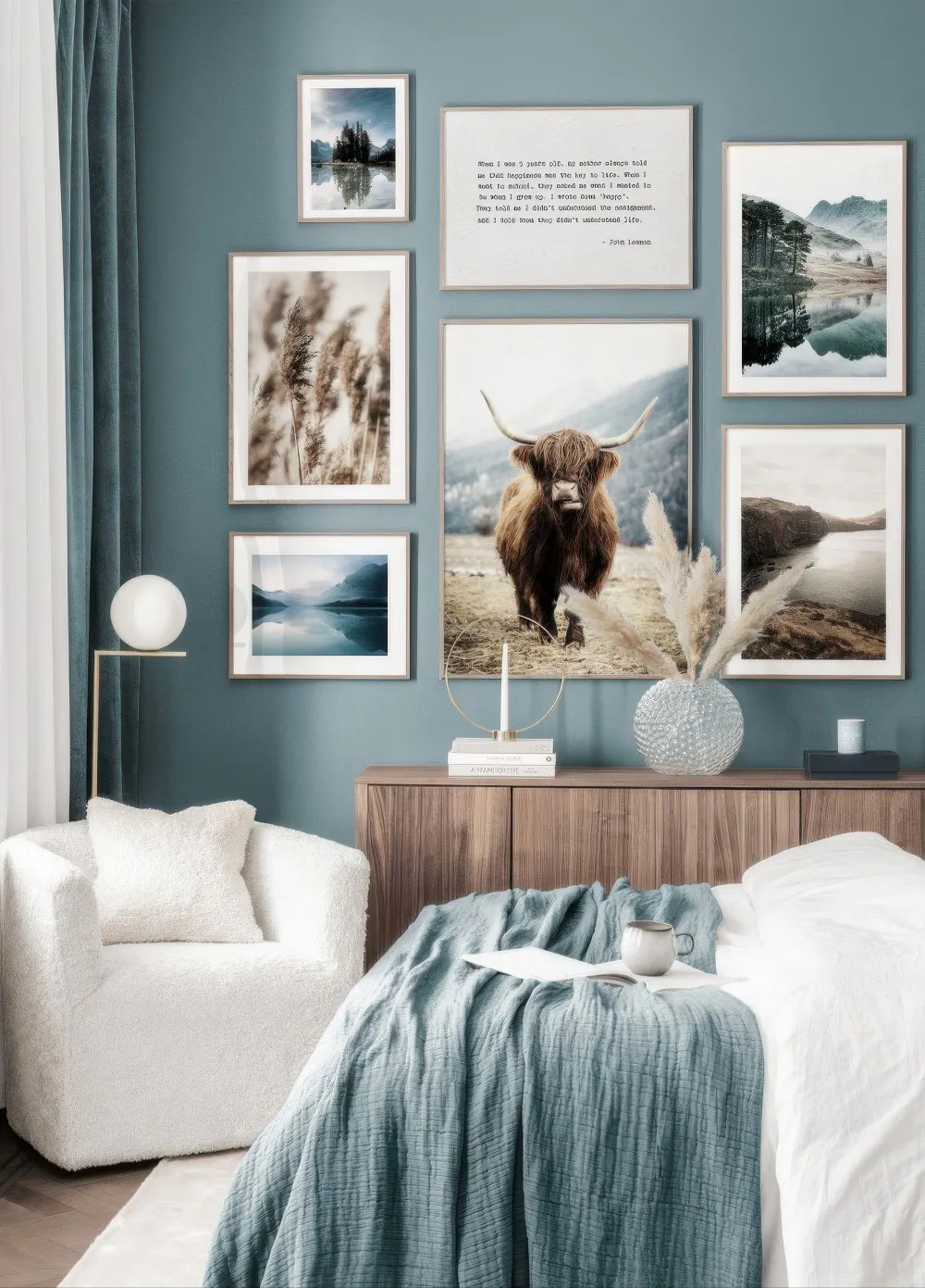 Cadre Photo Sur Mesure Duisburger-Rahmen24 DR24 36x52 Cm Bleu Clair Flou – Bois MDF 35 Mm + Verre Acrylique Antireflet