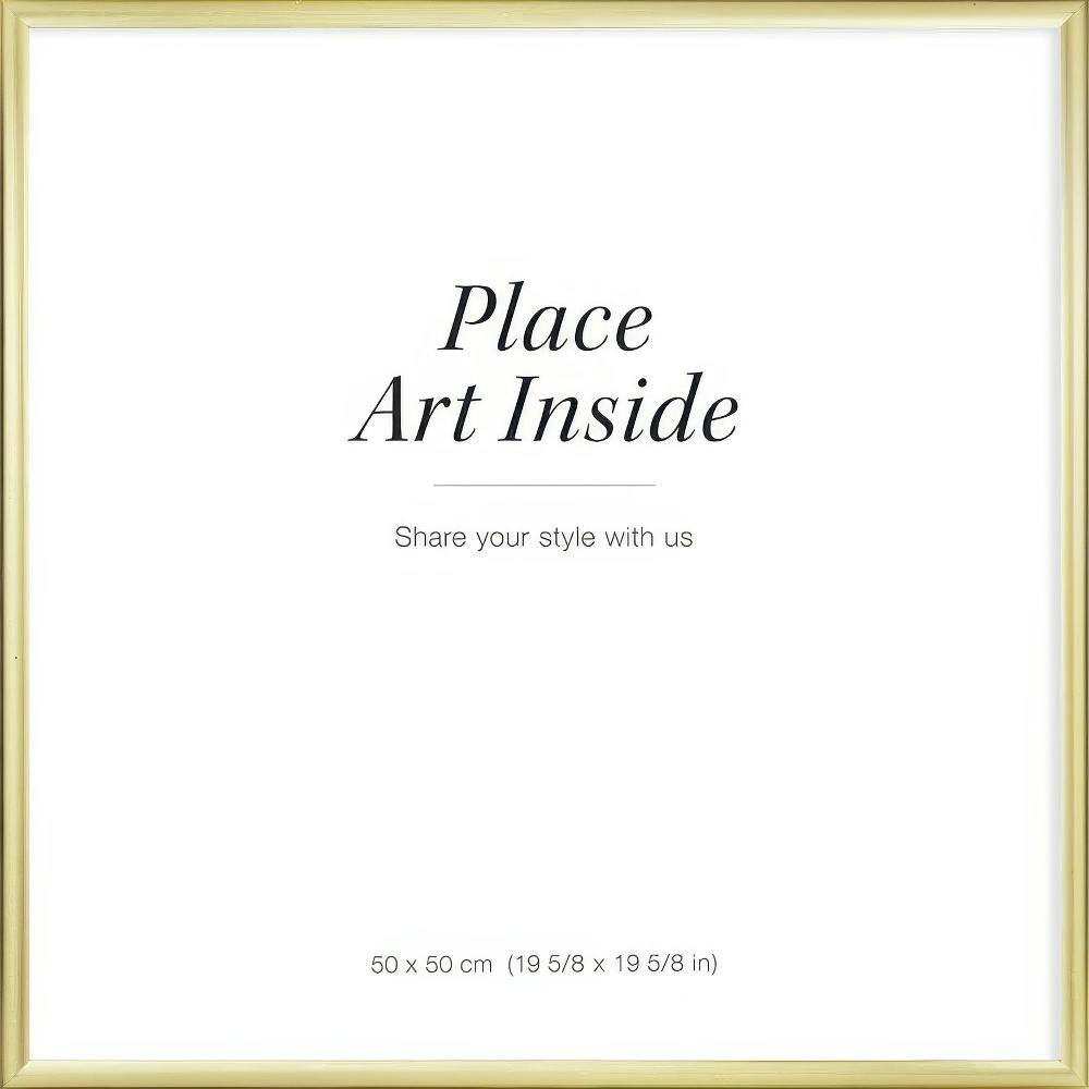 A poster with the text Place Art Inside, Share your style with us in a gold frame.