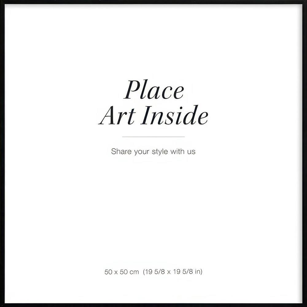 A poster with the text Place Art Inside and Share your style with us in a black frame on a white background.
