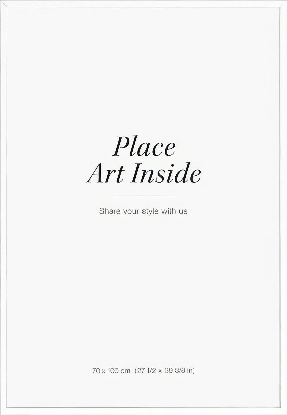 A poster with a white background and the text Place Art Inside in black, centered, with Share your style with us below it.
