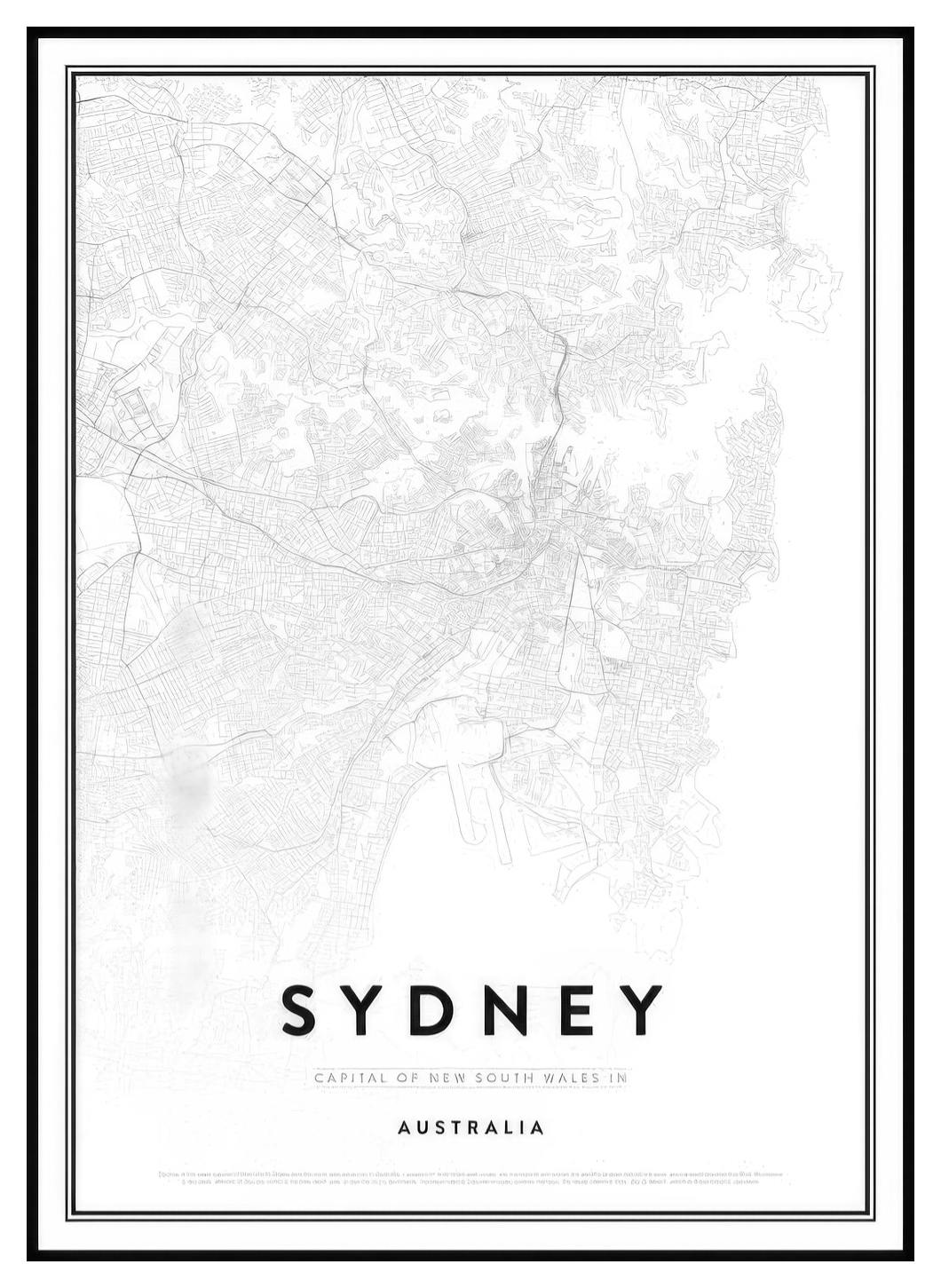 Mappa di Sydney Poster (50x70 cm) - Poster Store