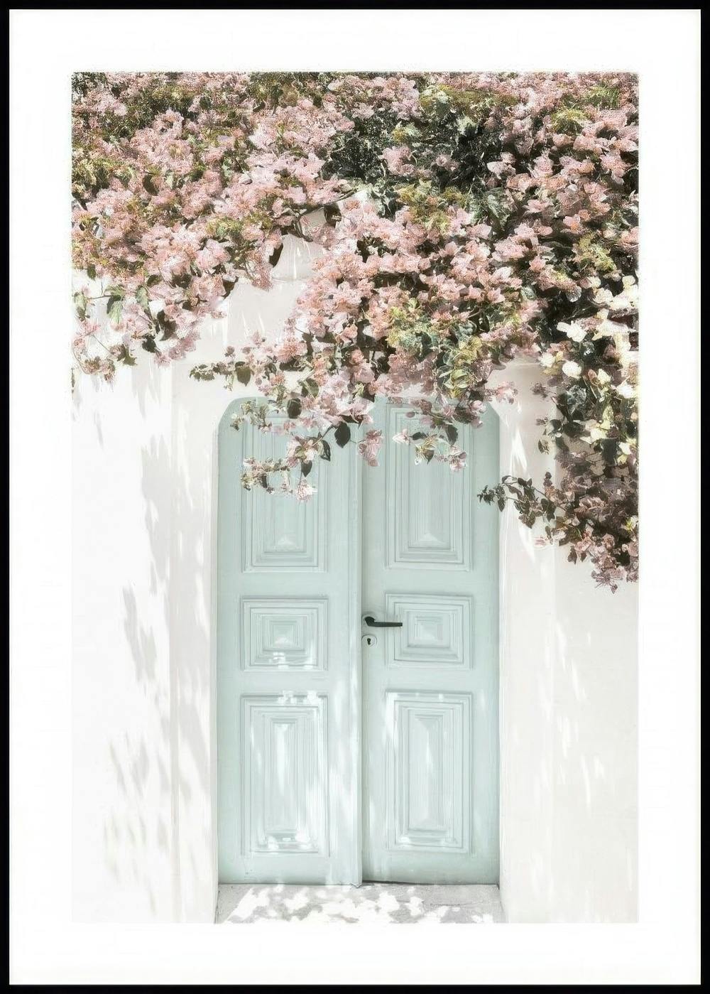 Lyserød Blomster Dør Plakat 0