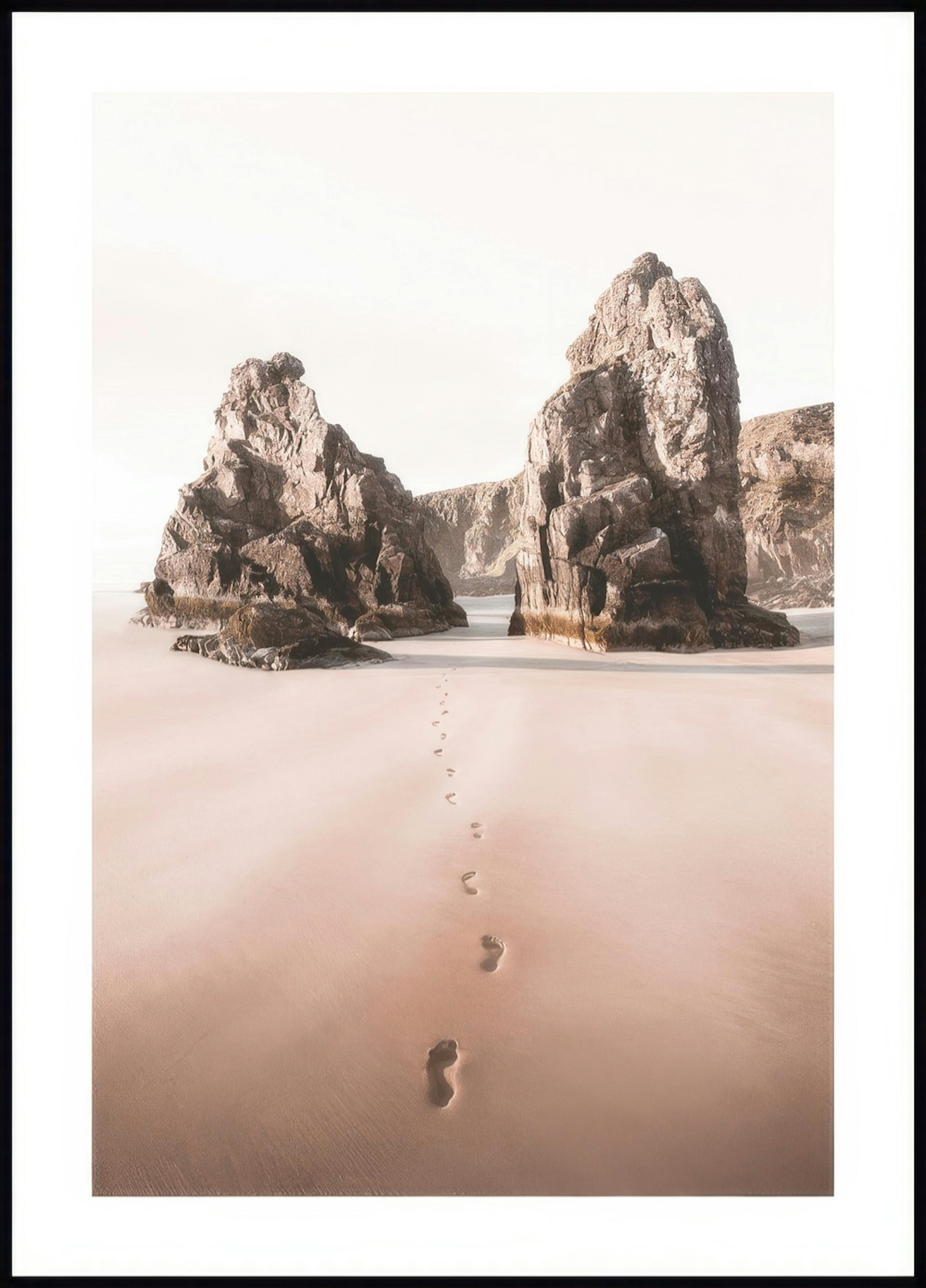 Voetafdrukken op het Strand Poster 0