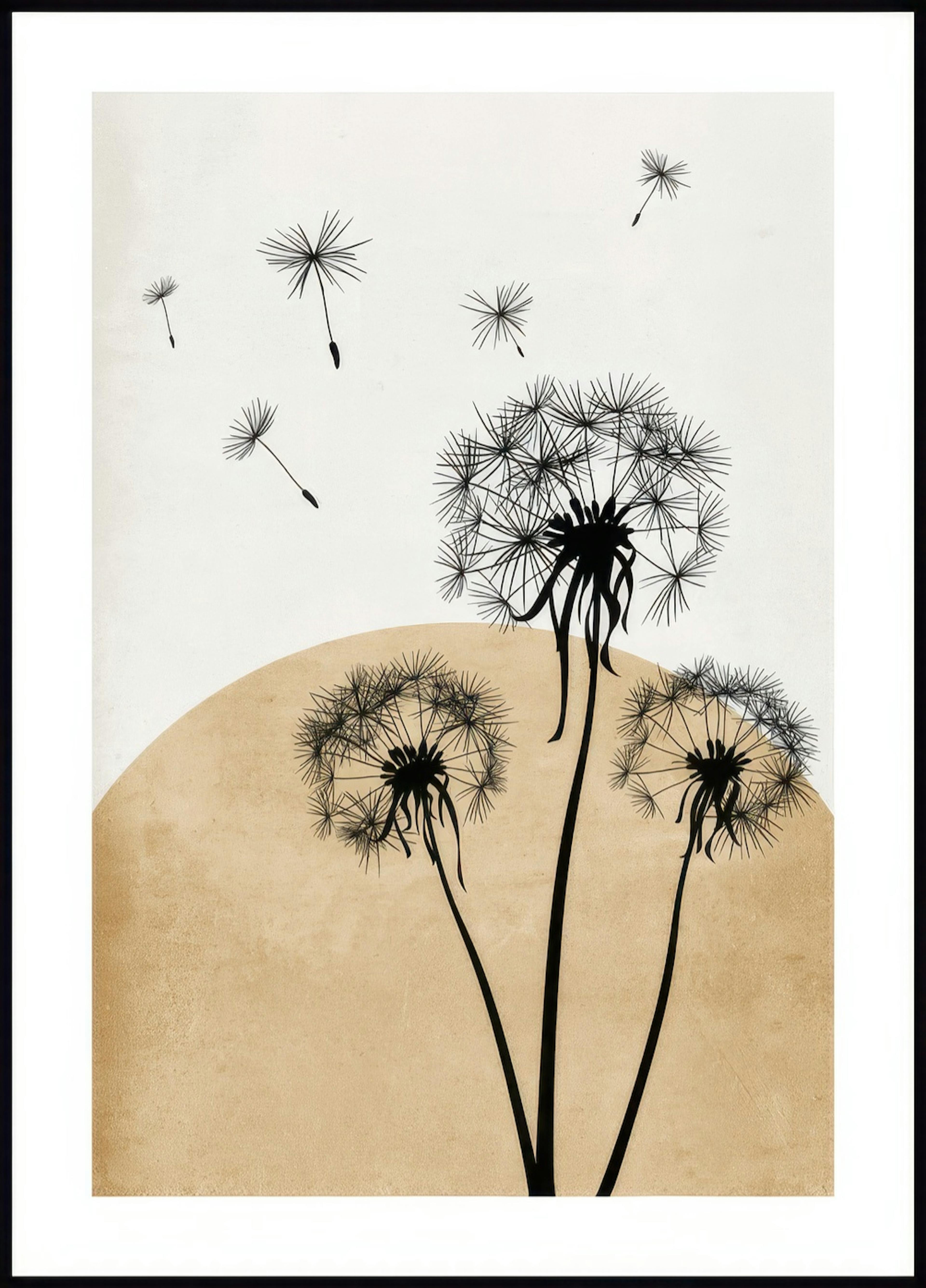 Goldener Löwenzahn Silhouette Poster 0