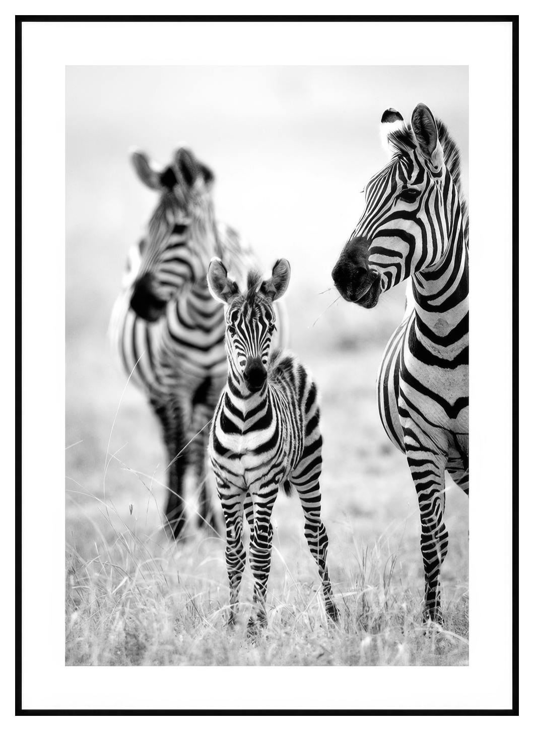 Zebra Familie Plakat (50x70 cm) - Poster Store