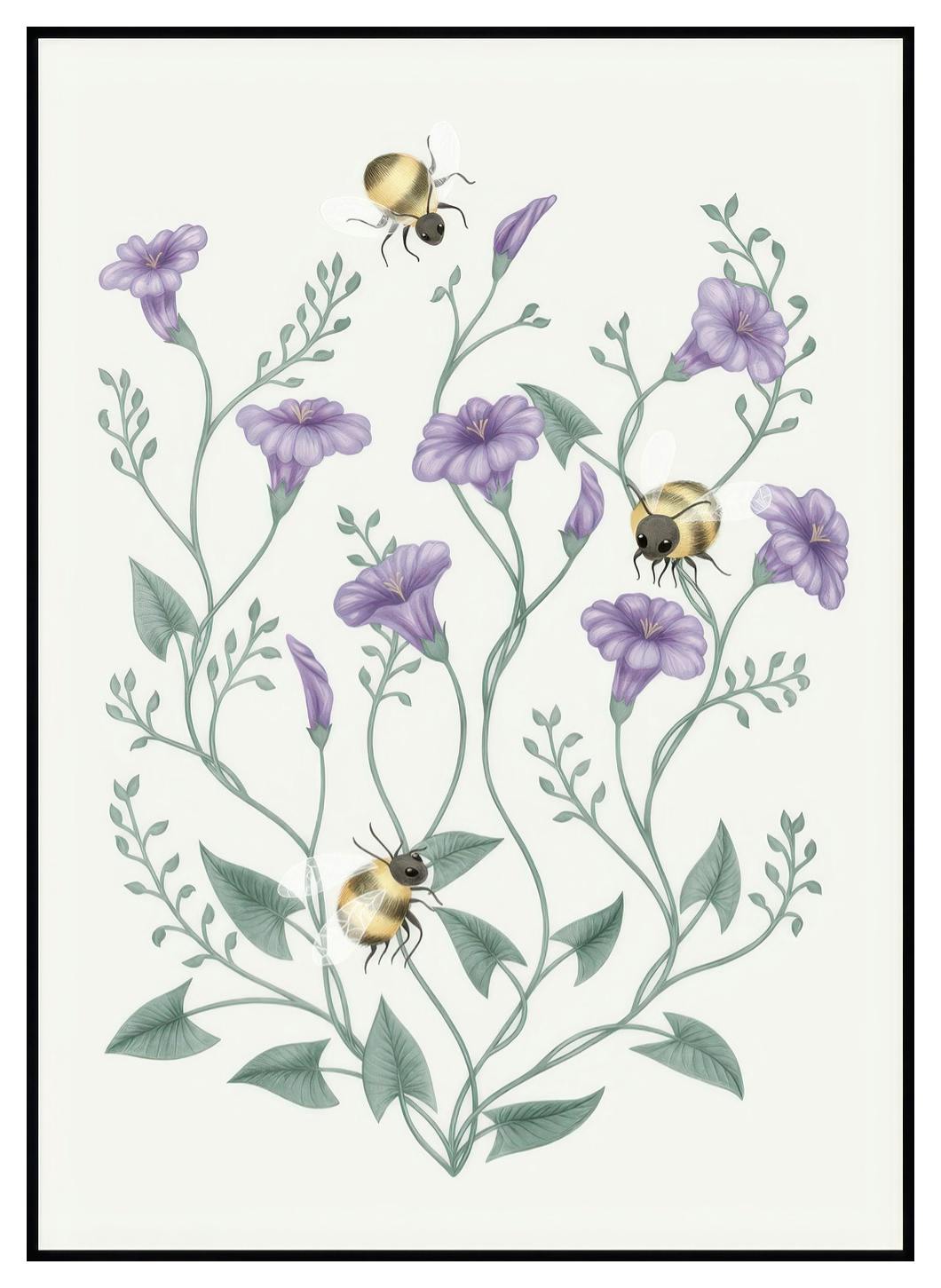Prints Bumblebee Flower Poster (50x70 cm) - Poster Store
