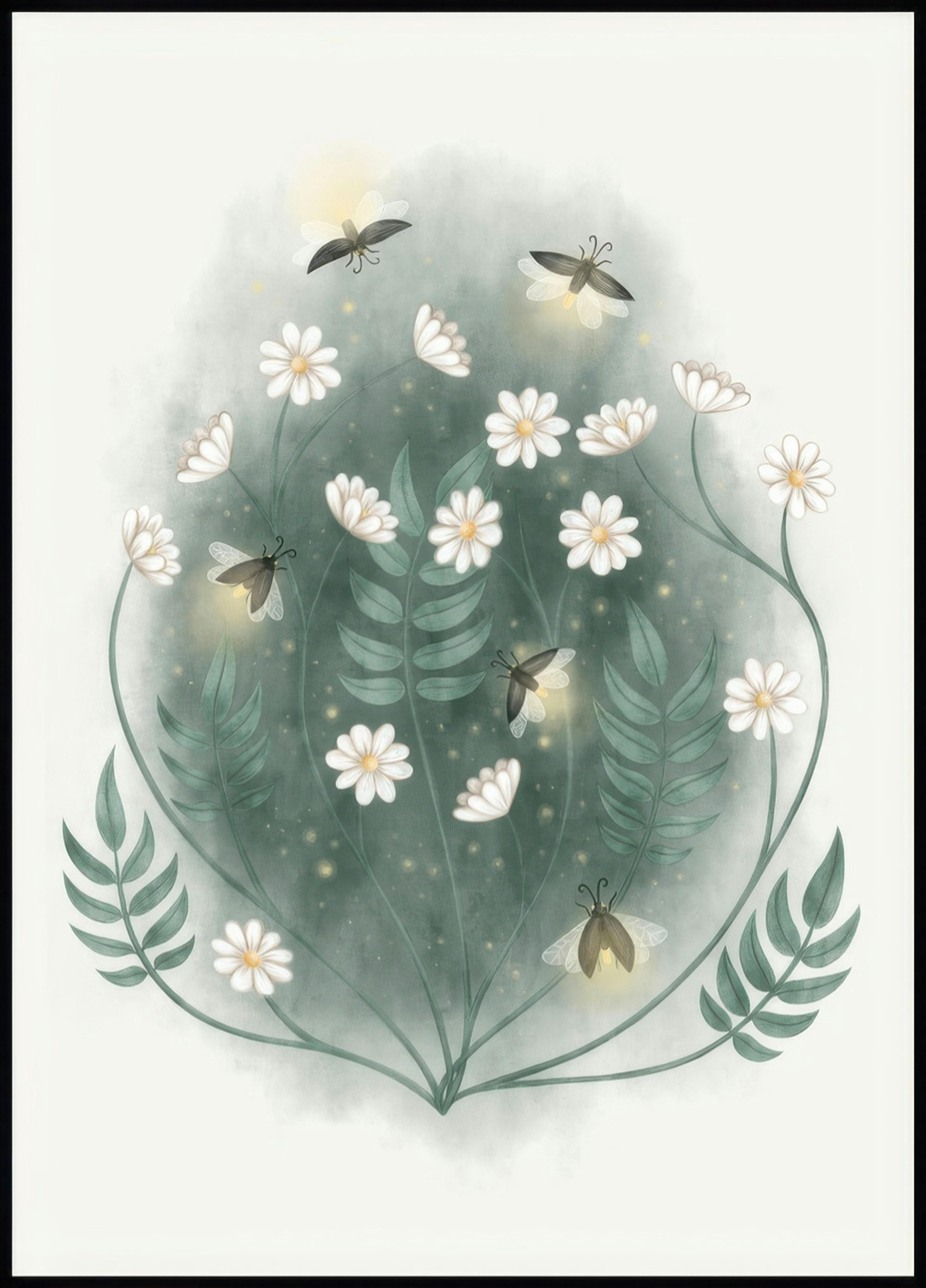 Lucciole su Fiore Poster