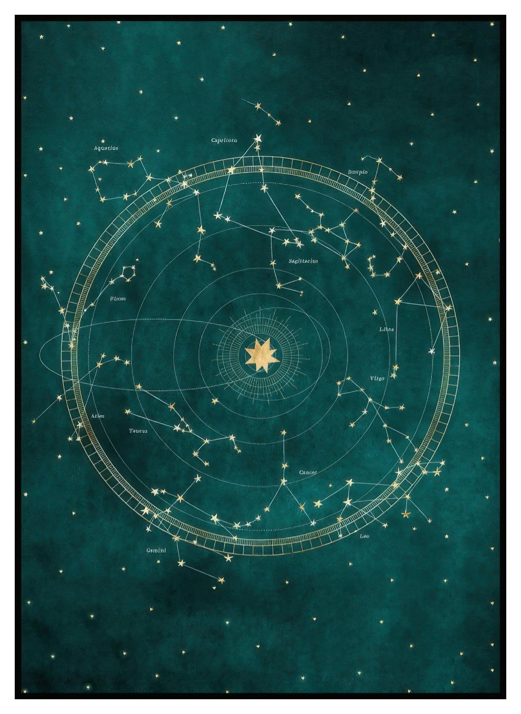 Sterrenbeeld Kaart Poster (21x30 cm) - Poster Store
