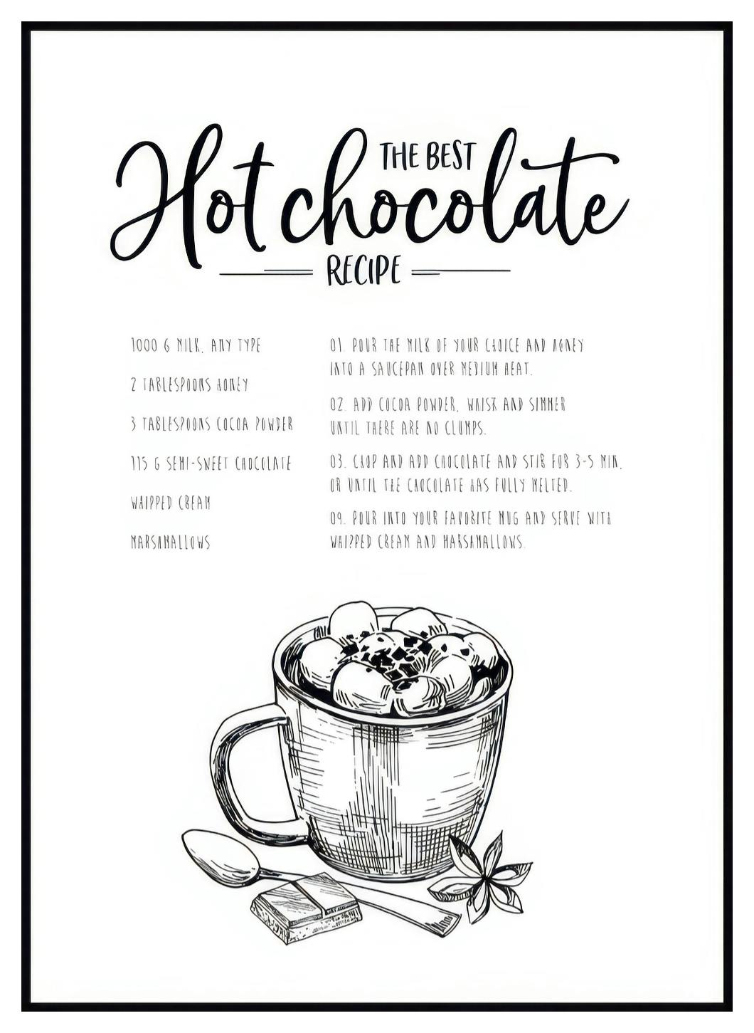 Prints Hot Chocolate Recipe Poster (13x18 cm) - Poster Store
