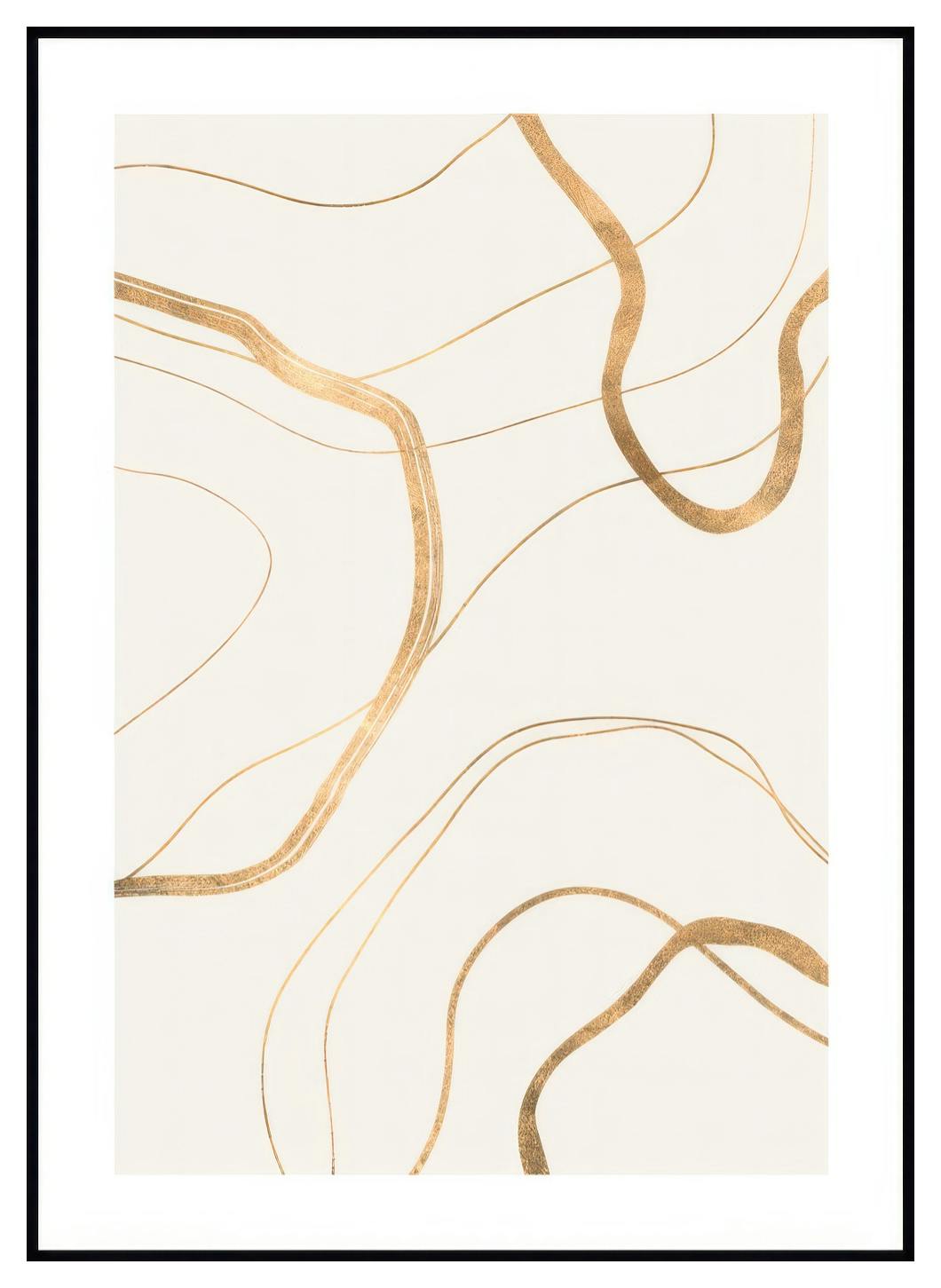 Lignes Abstraites Dorées Poster (21x30 cm) - Poster Store
