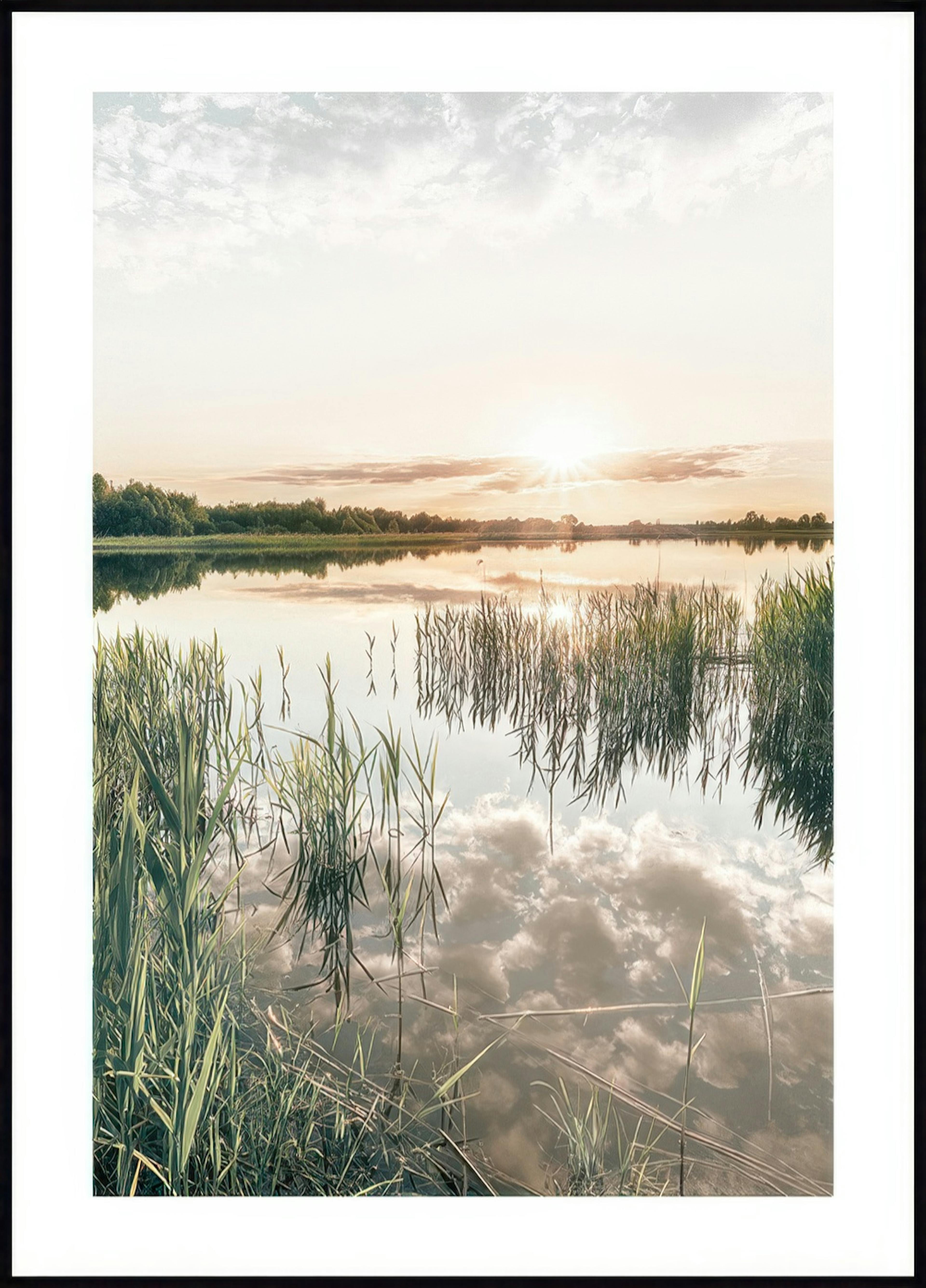 Solnedgång Sjö Poster 0