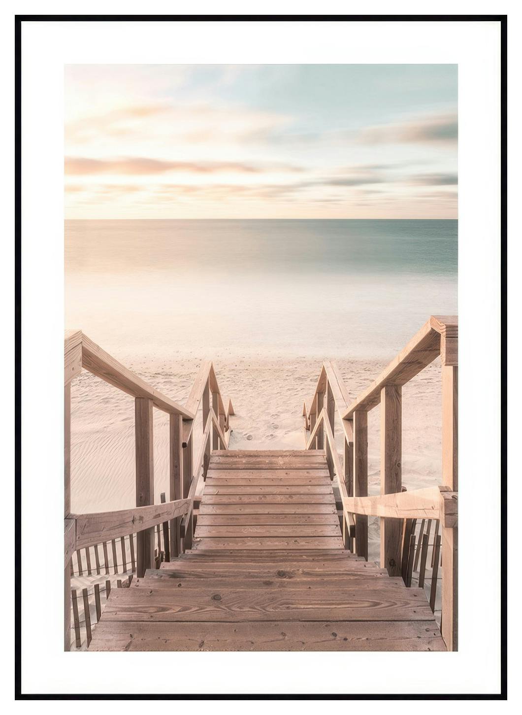 Schody Na Plaże Przy Wschodzie Słońca Plakat (50x70 cm) - Poster Store