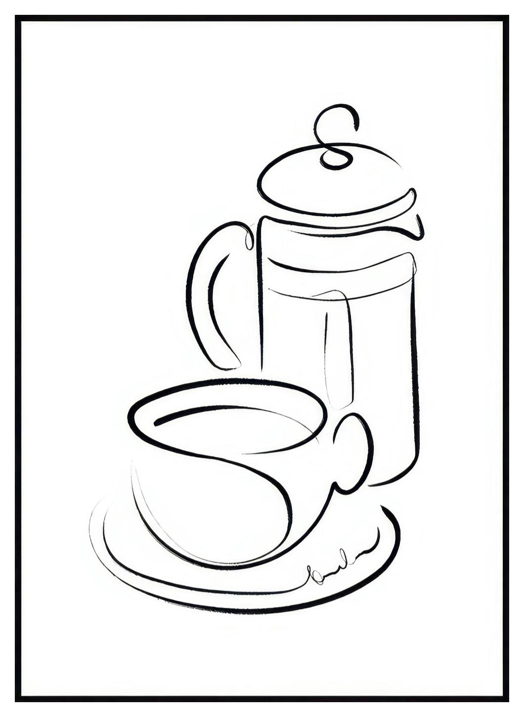 Lignes Café Poster (21x30 cm) - Poster Store
