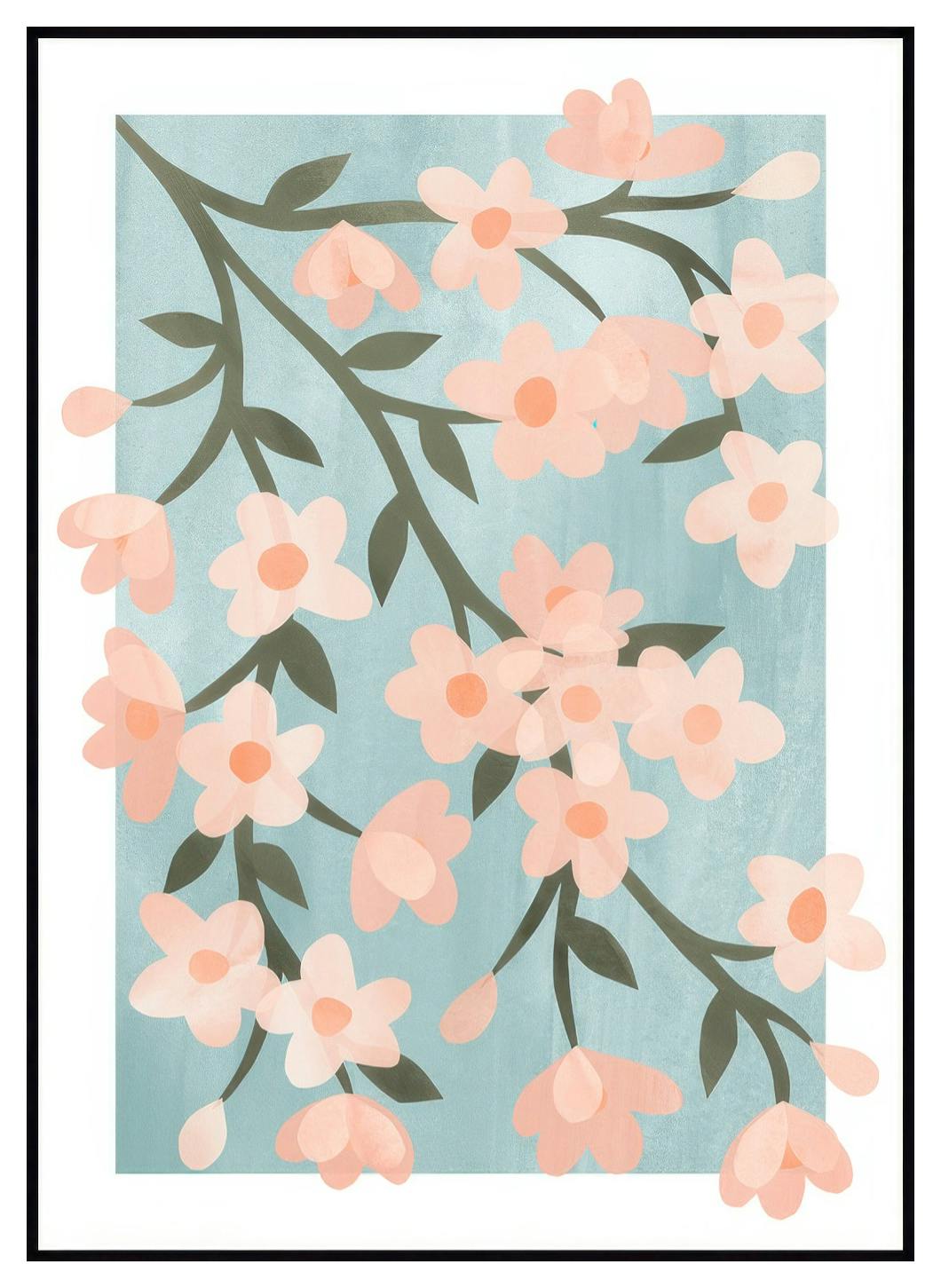 Abstrakt Körsbärsblomma Poster (21x30 cm) - Poster Store