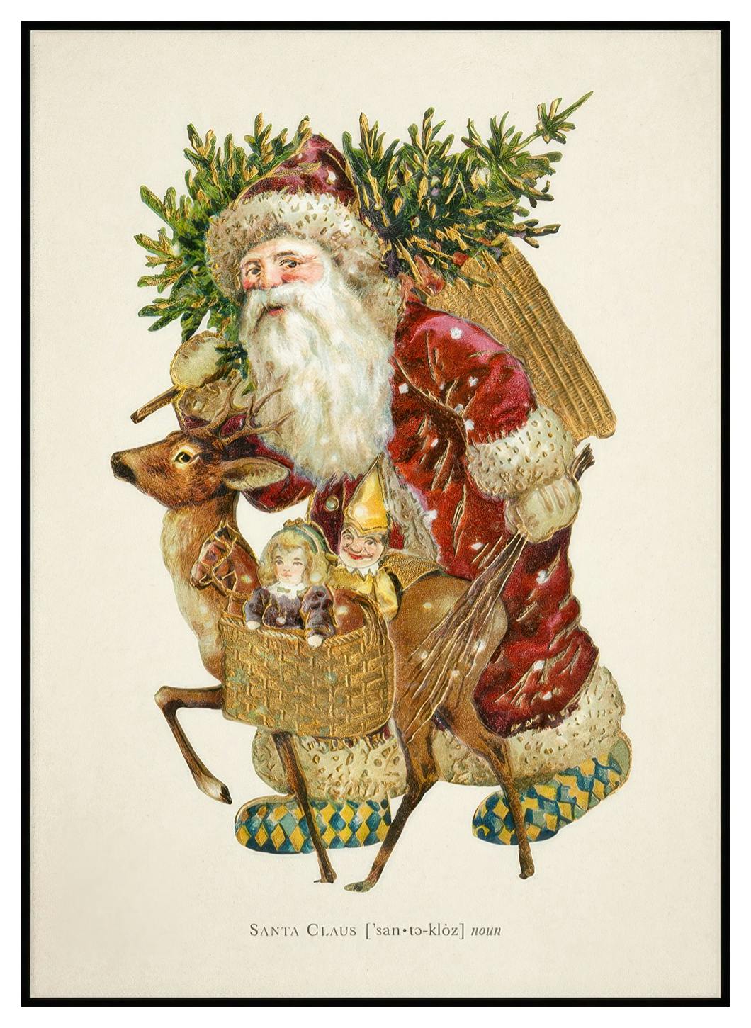 Affiche vintage du Père Noël (13x18 cm) - Poster Store