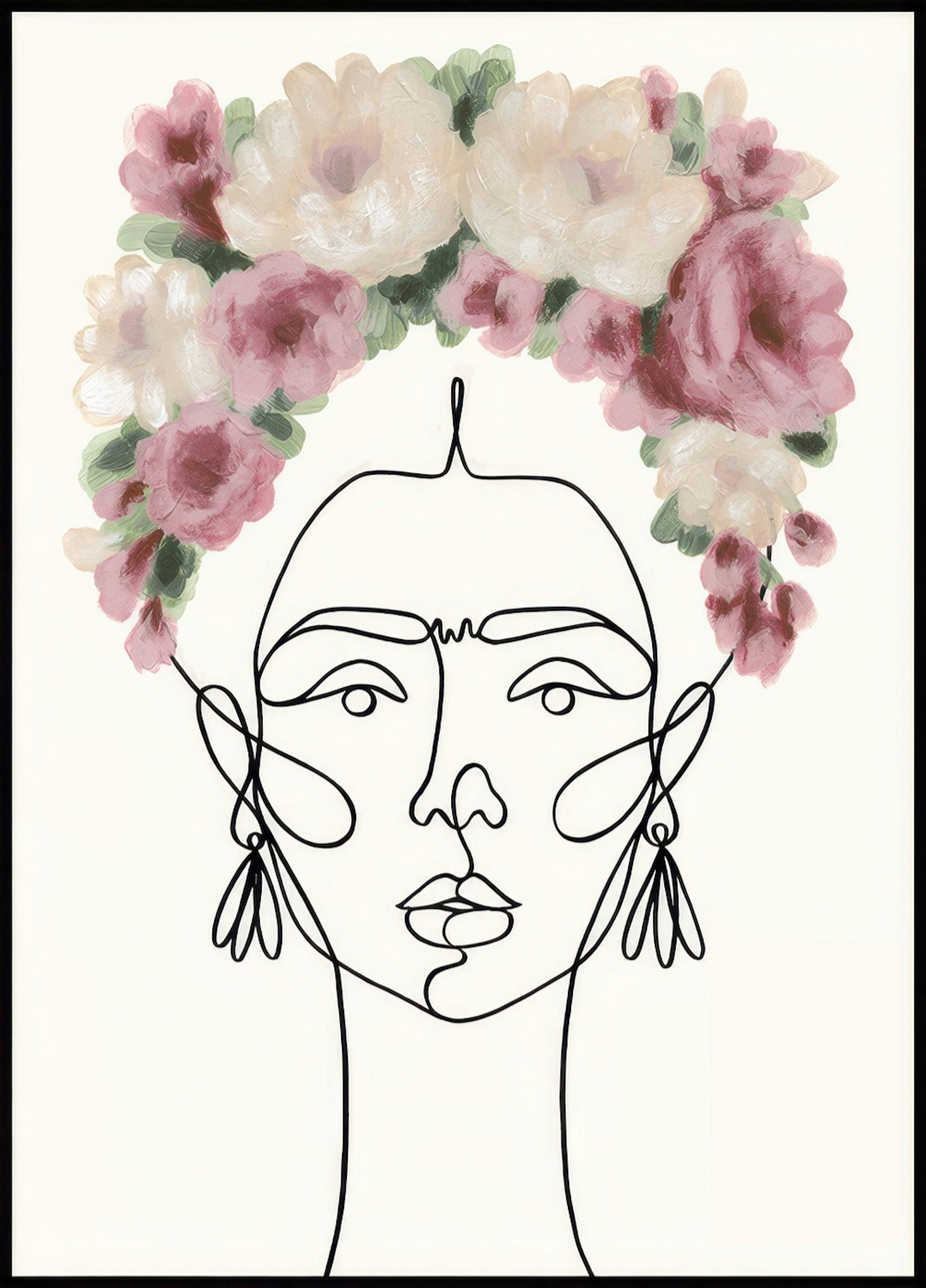 Floral Frida Line Art Affiche 0