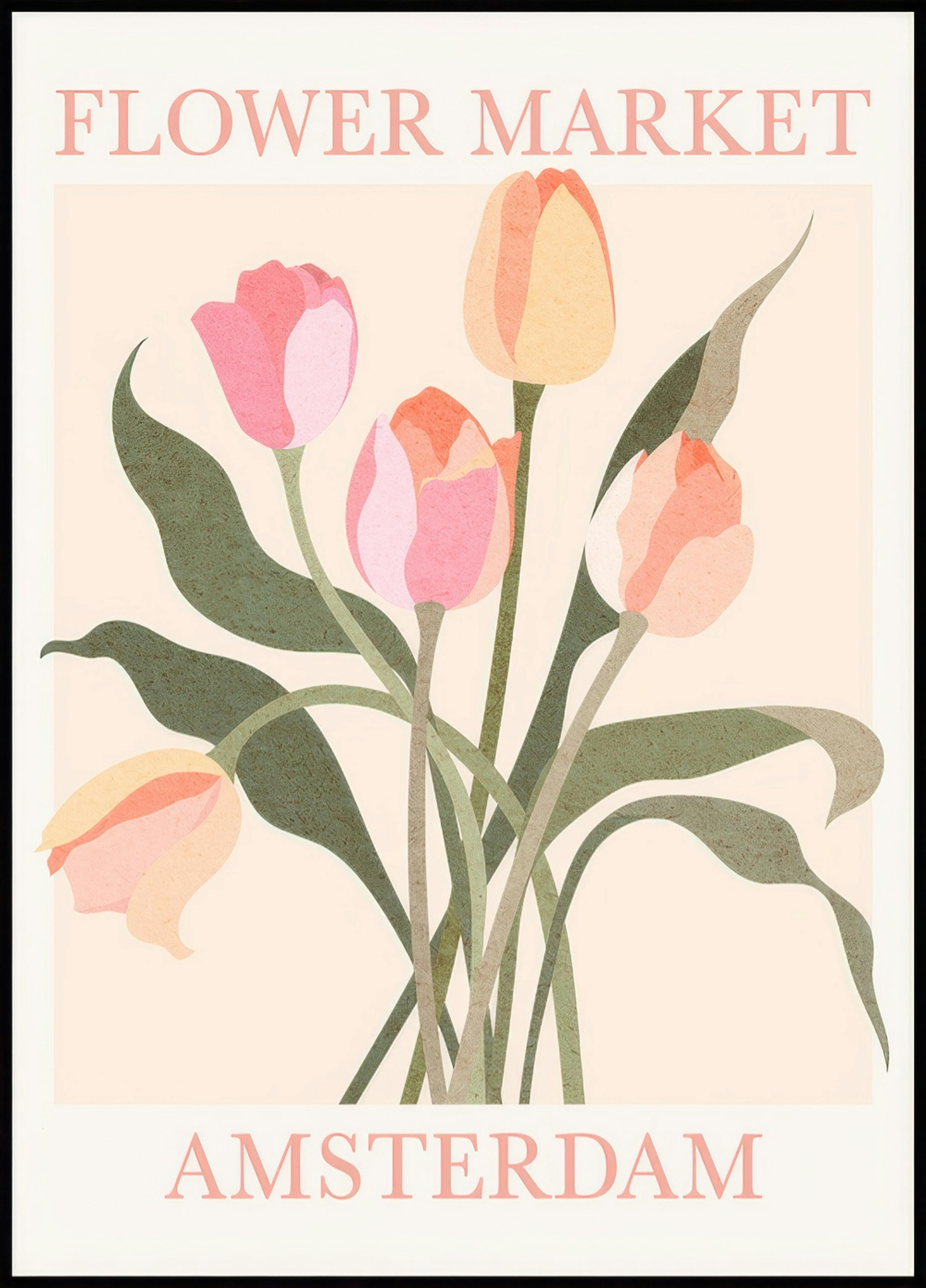 Póster del mercado de las flores de Ámsterdam 0