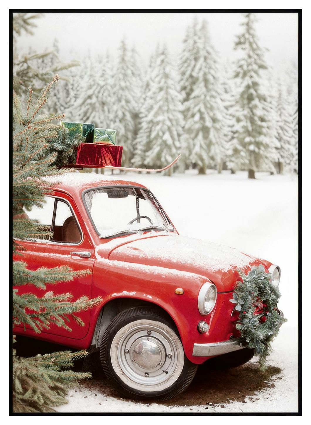 Świąteczny Samochód Plakat (13x18 cm) - Poster Store