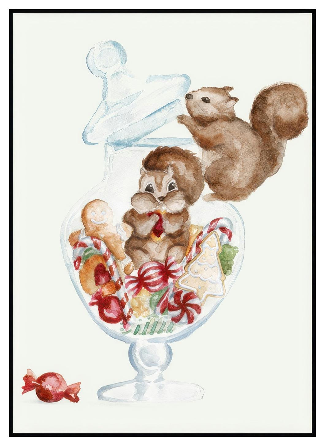 Wiewiórki Jedzące Cukierki Plakat (30x40 cm) - Poster Store