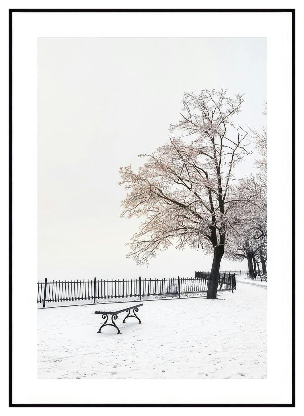 Bank in de winter Poster (50x70 cm) - Poster Store