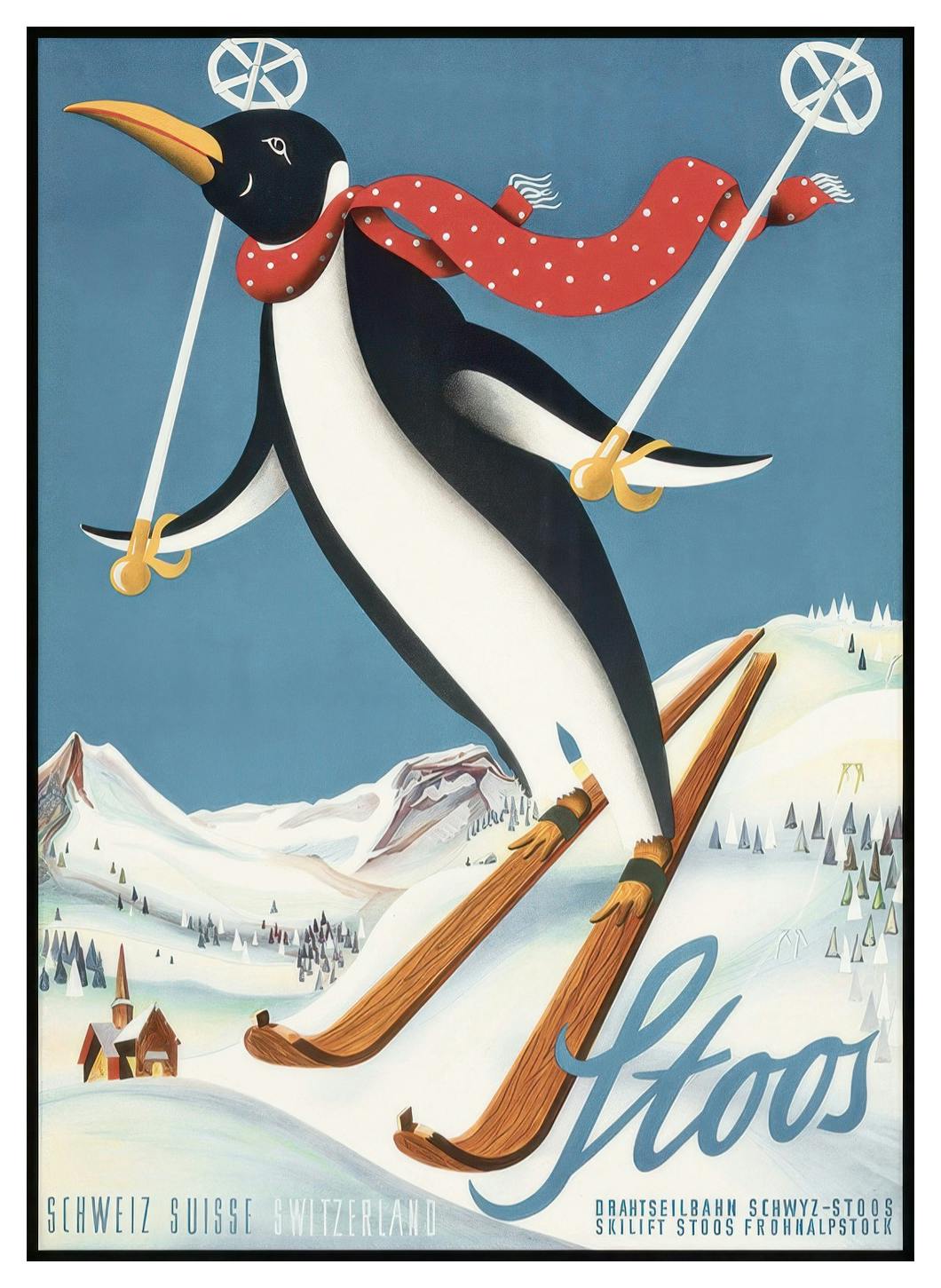 Stoos Pinguïn Vintage Poster (50x70 cm) - Poster Store