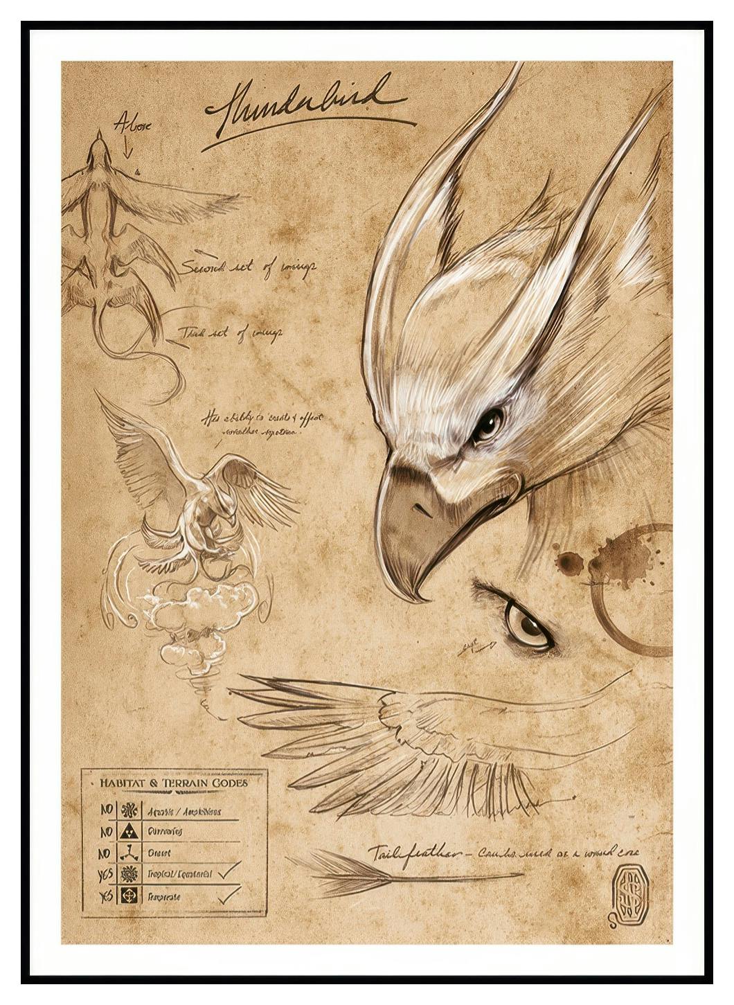 Fantastic Beasts™ - Thunderbird Sketch Plakat (30x40 cm) - Poster Store