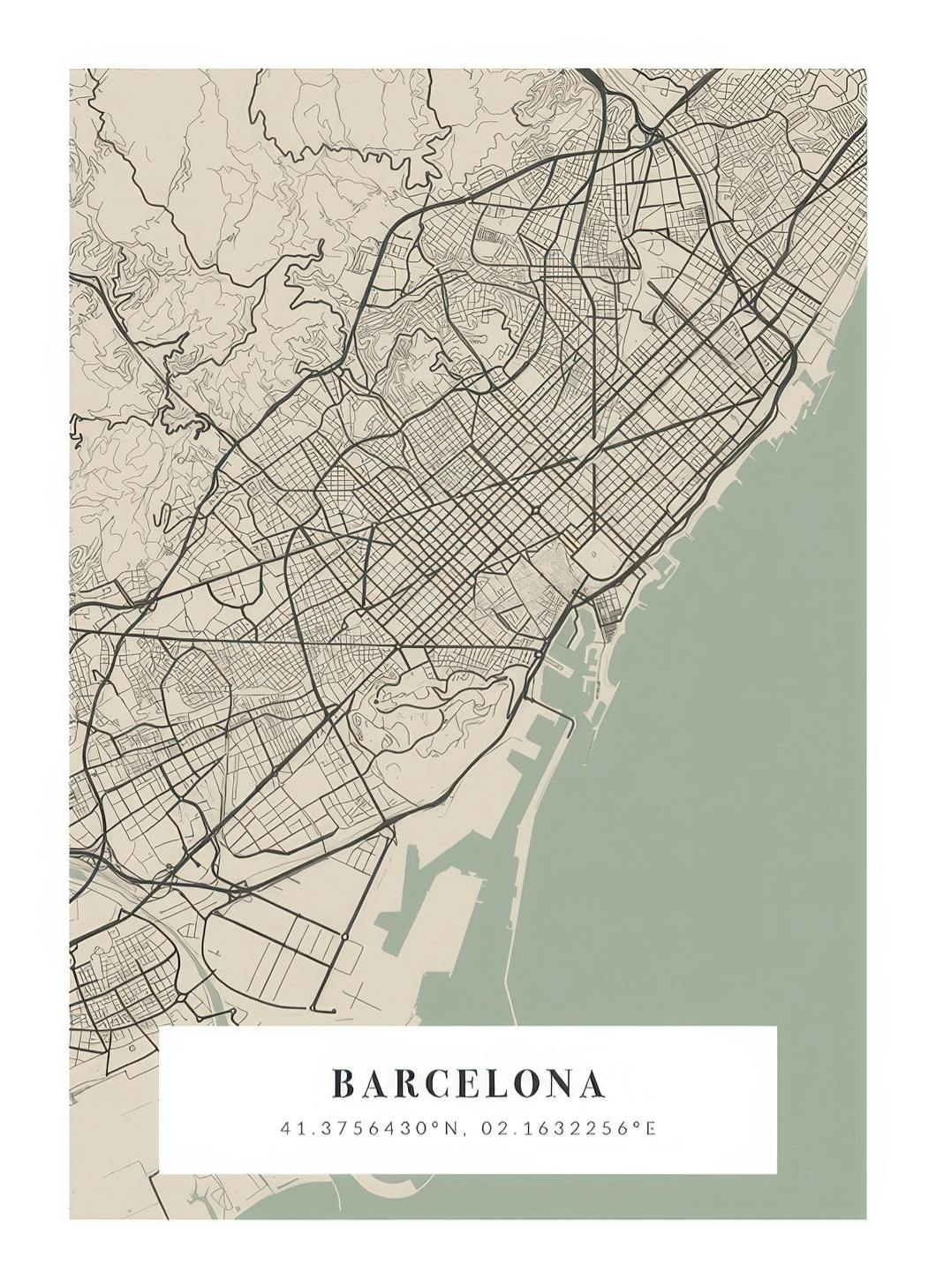 Carte No1 Verte Vintage Poster Personnalisé (50x70 cm) - Poster Store
