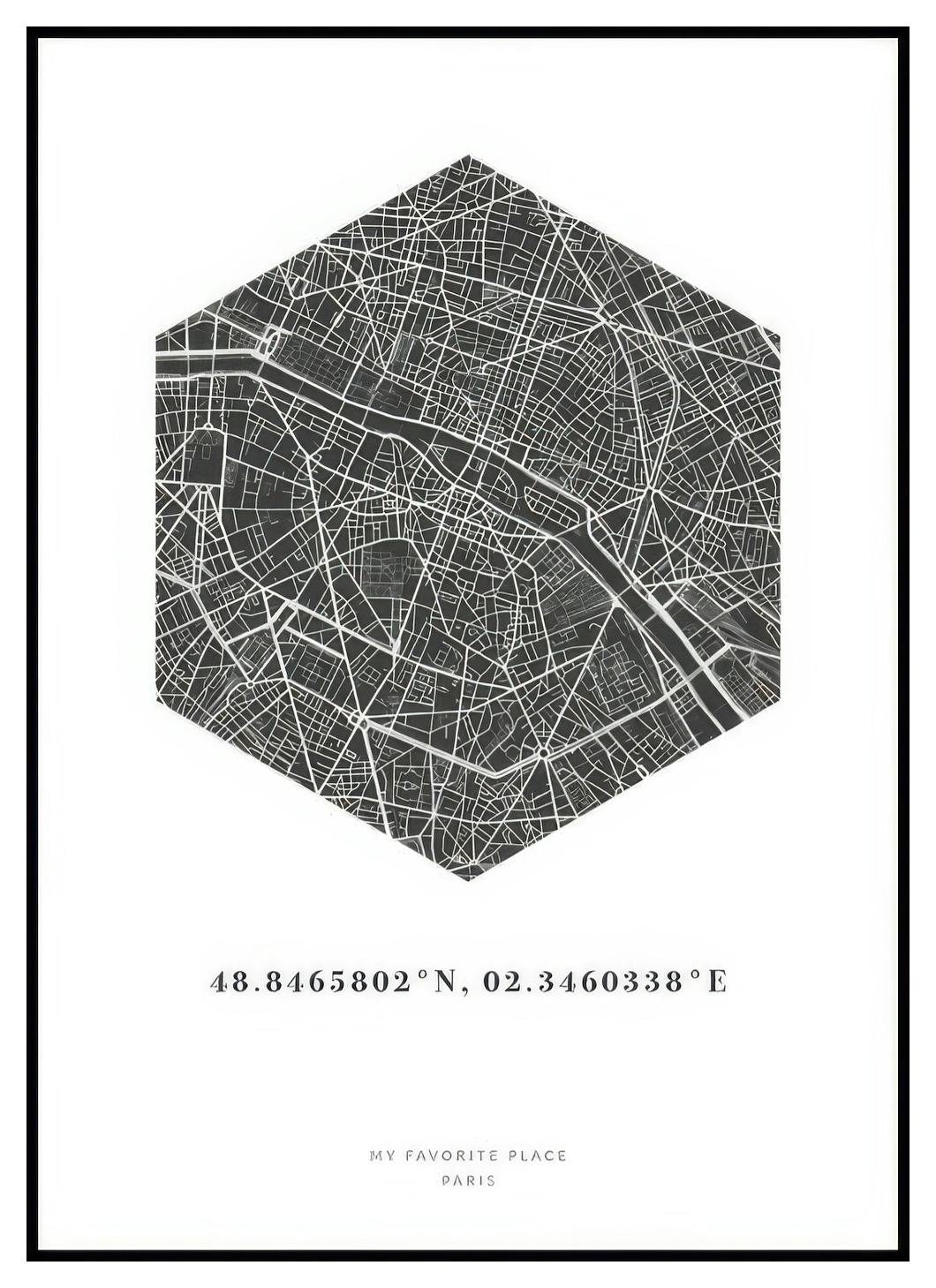 Carte Hexagone Nuit Poster Personnalisé (50x70 cm) - Poster Store