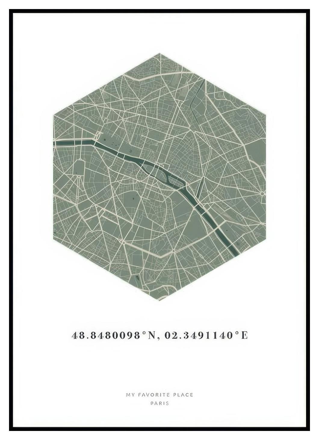 Hexagon Map Moss persoonlijke poster (50x70 cm) - Poster Store