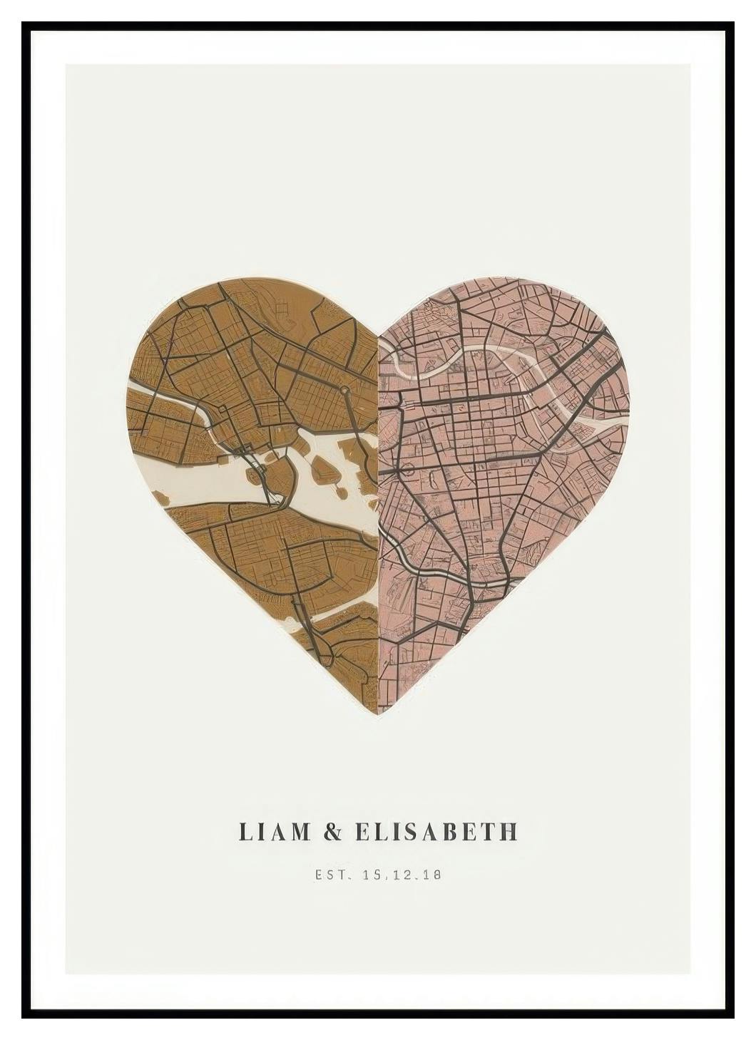 Love kart Vintage personlig plakat (50x70 cm) - Poster Store