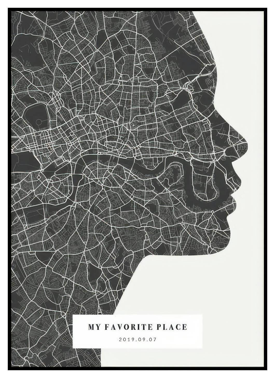 Carte Silhouette Nuit Poster Personnalisé (50x70 cm) - Poster Store