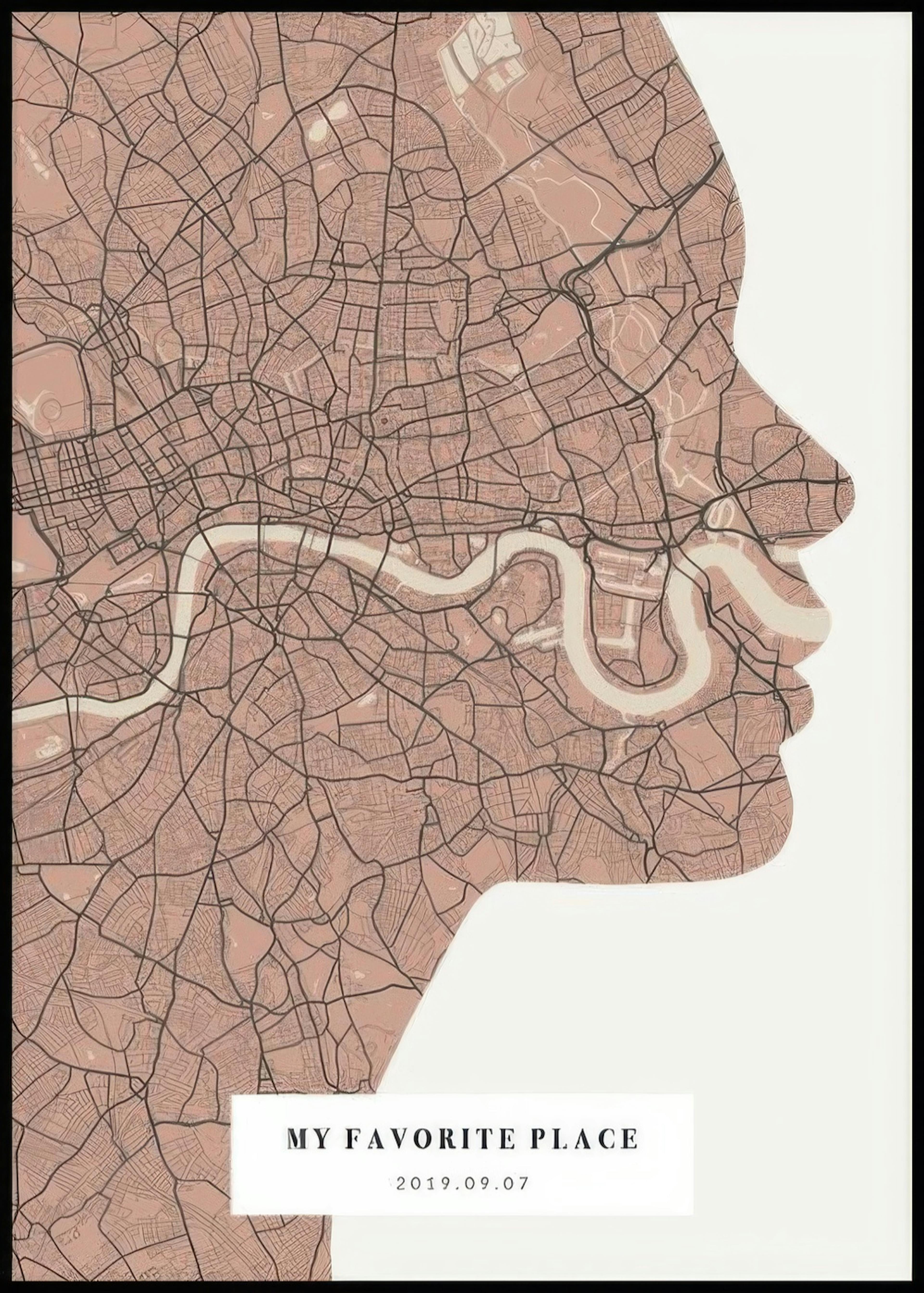 Silhouette Map Vintage Pink Personal Poster 0
